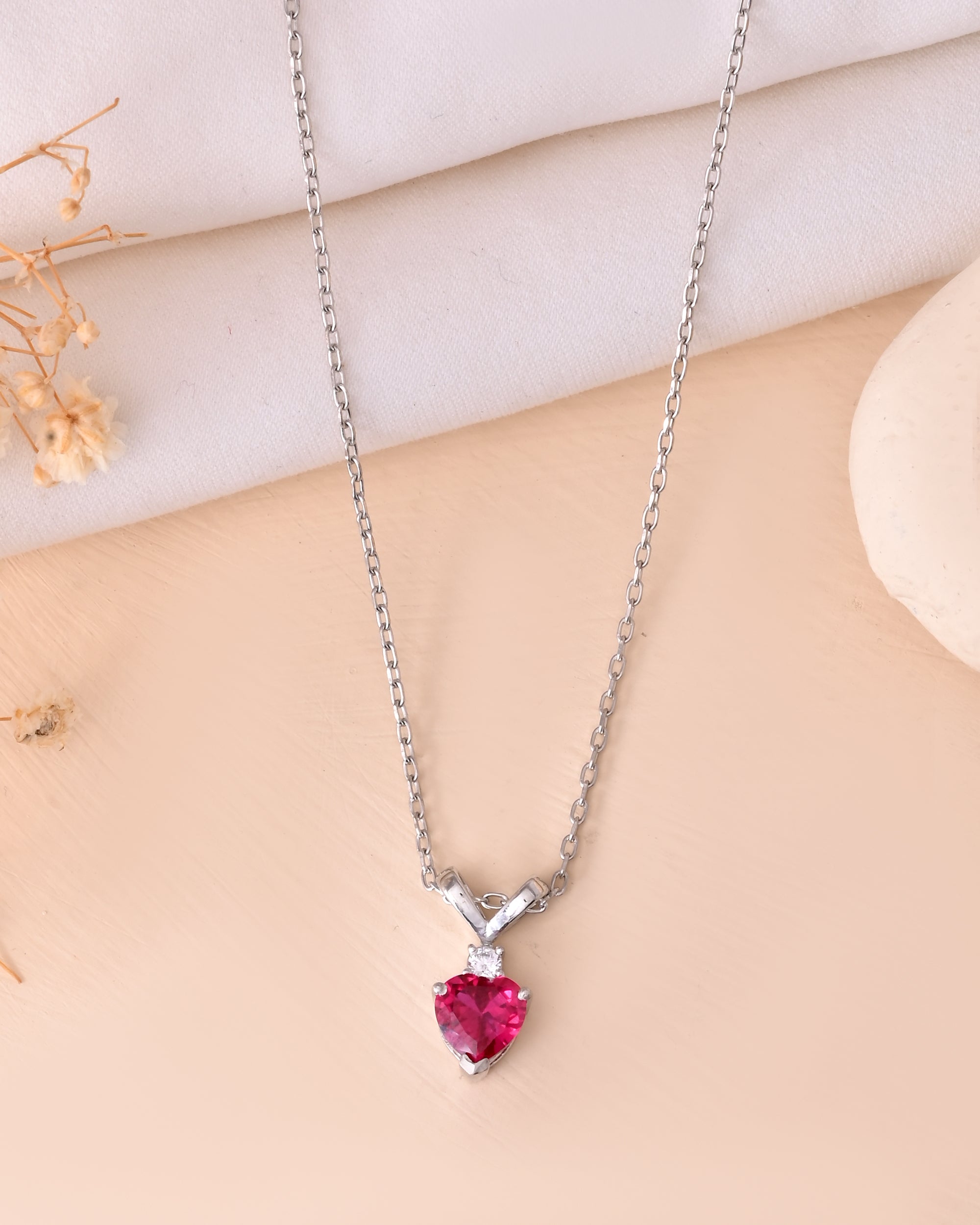 Cupid Pink Heart 925 Sterling Silver Chain Pendant