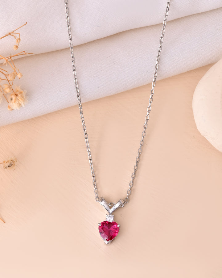 Cupid Pink Heart 925 Sterling Silver Chain Pendant