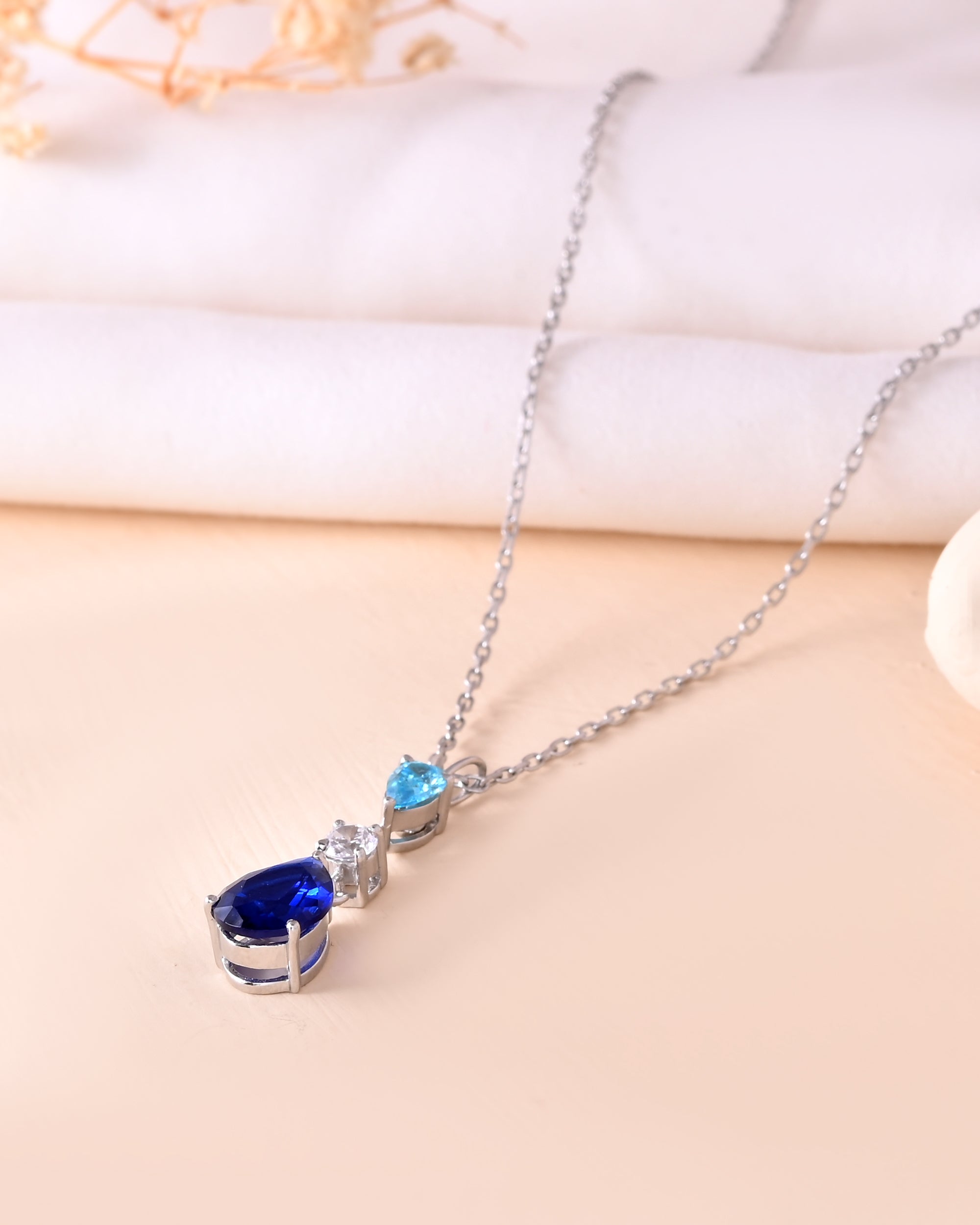 Celestial Tri Tone 925 Sterling Silver Chain Pendant