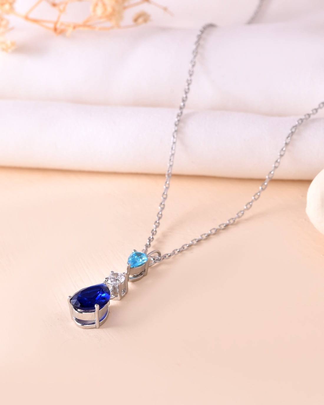 Celestial Tri Tone 925 Sterling Silver Chain Pendant