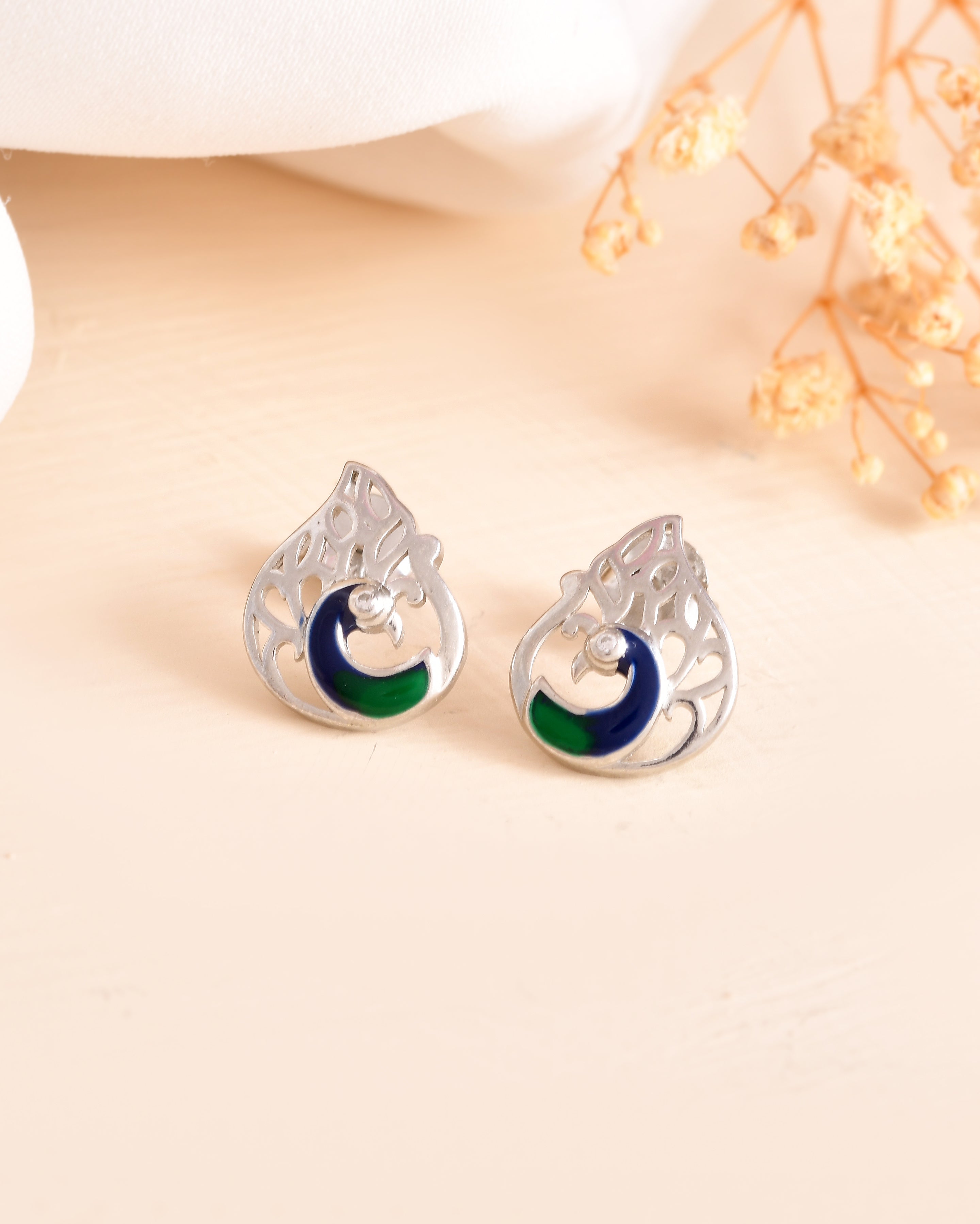 Mayurika Glow Sterling Silver Earrings Stud