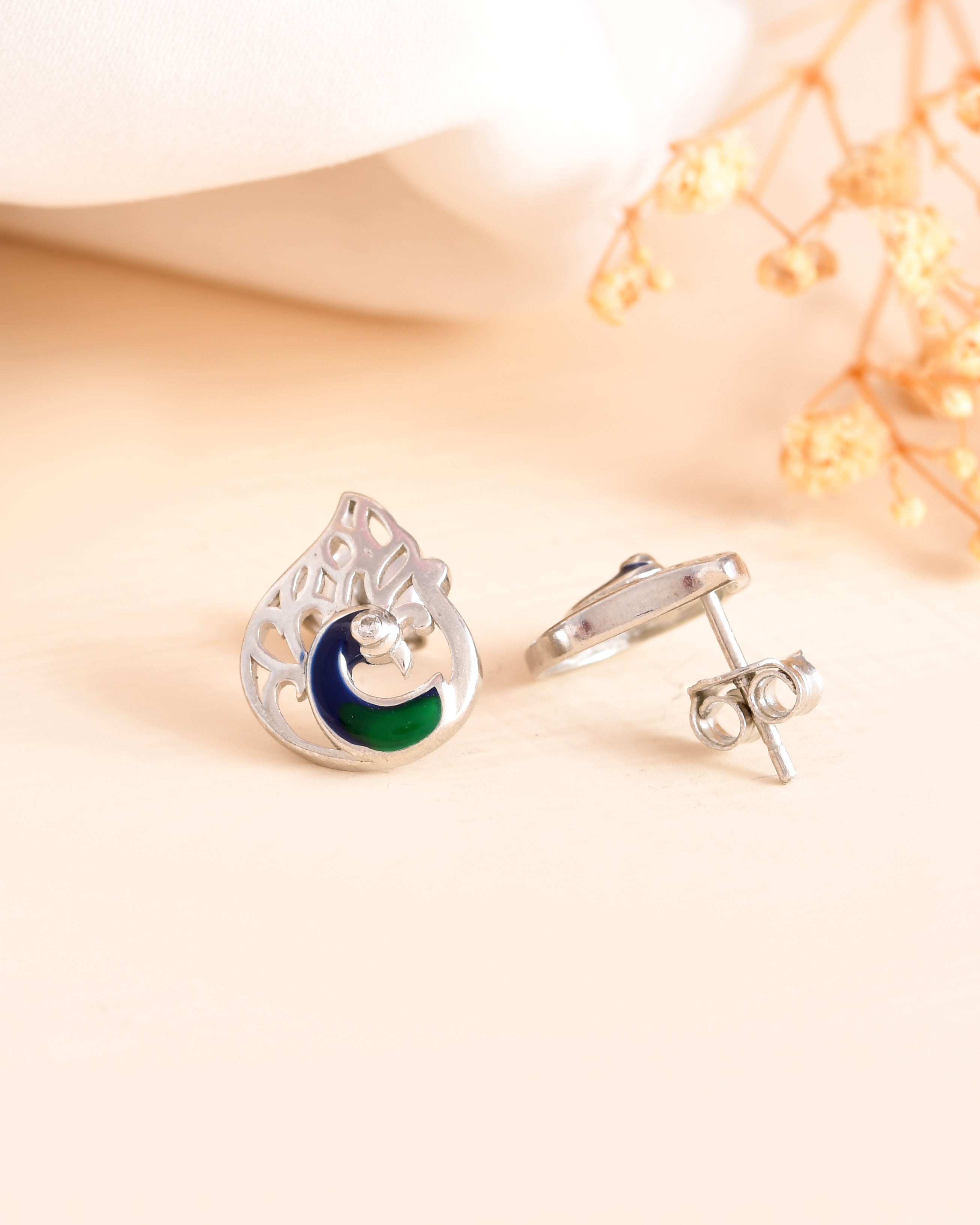 Mayurika Glow Sterling Silver Earrings Stud