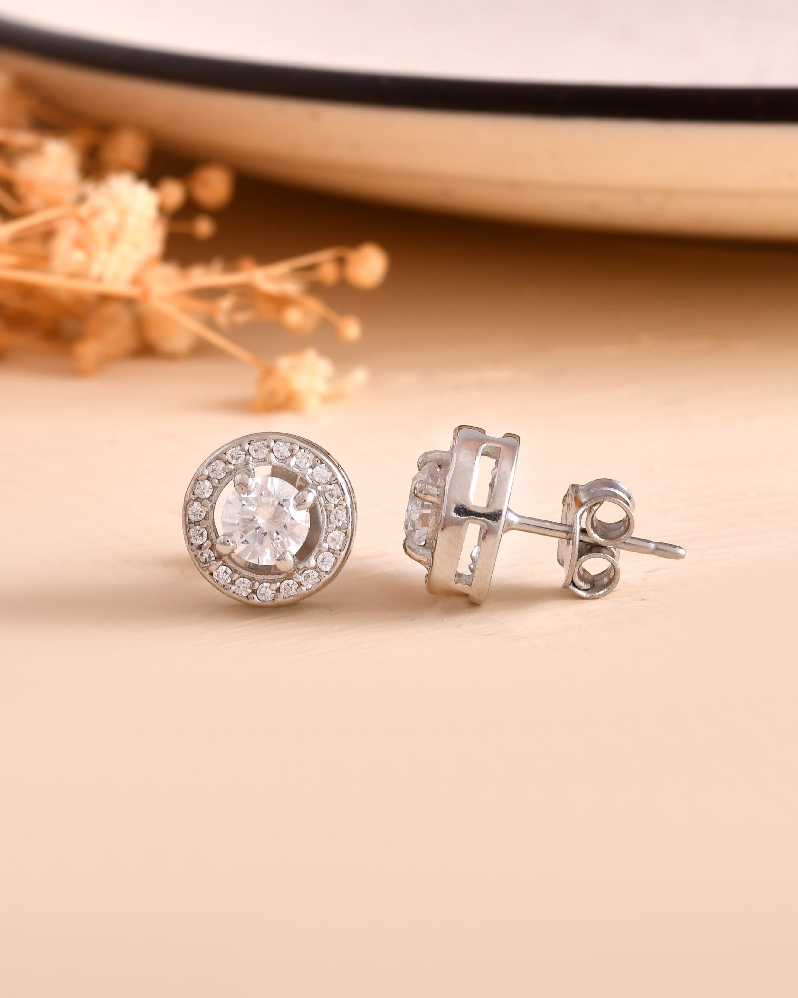 Crystal Crown Silver 925 Earrings Studs