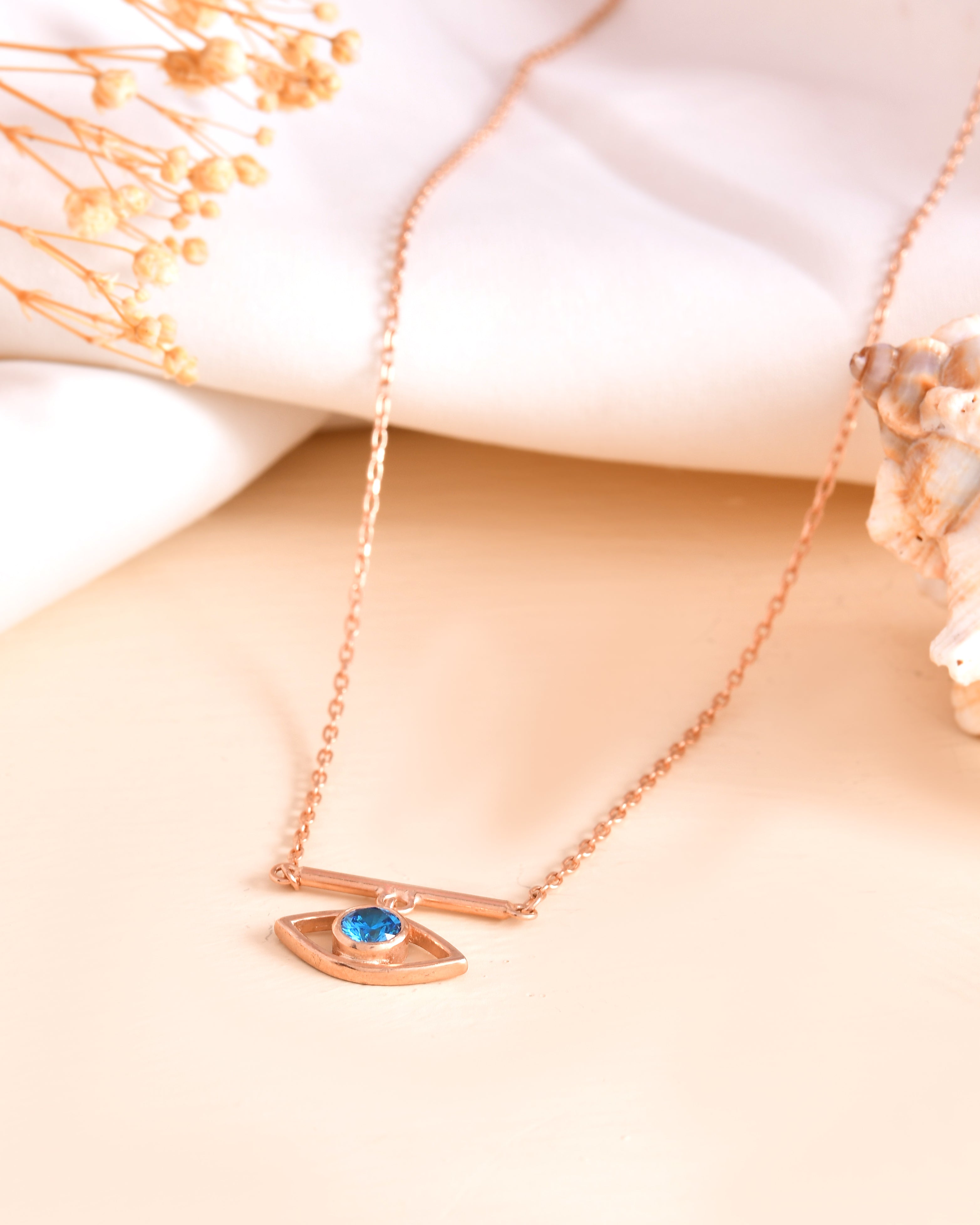 Ocean Iris Rose Gold Plated 925 Silver Chain Pendant