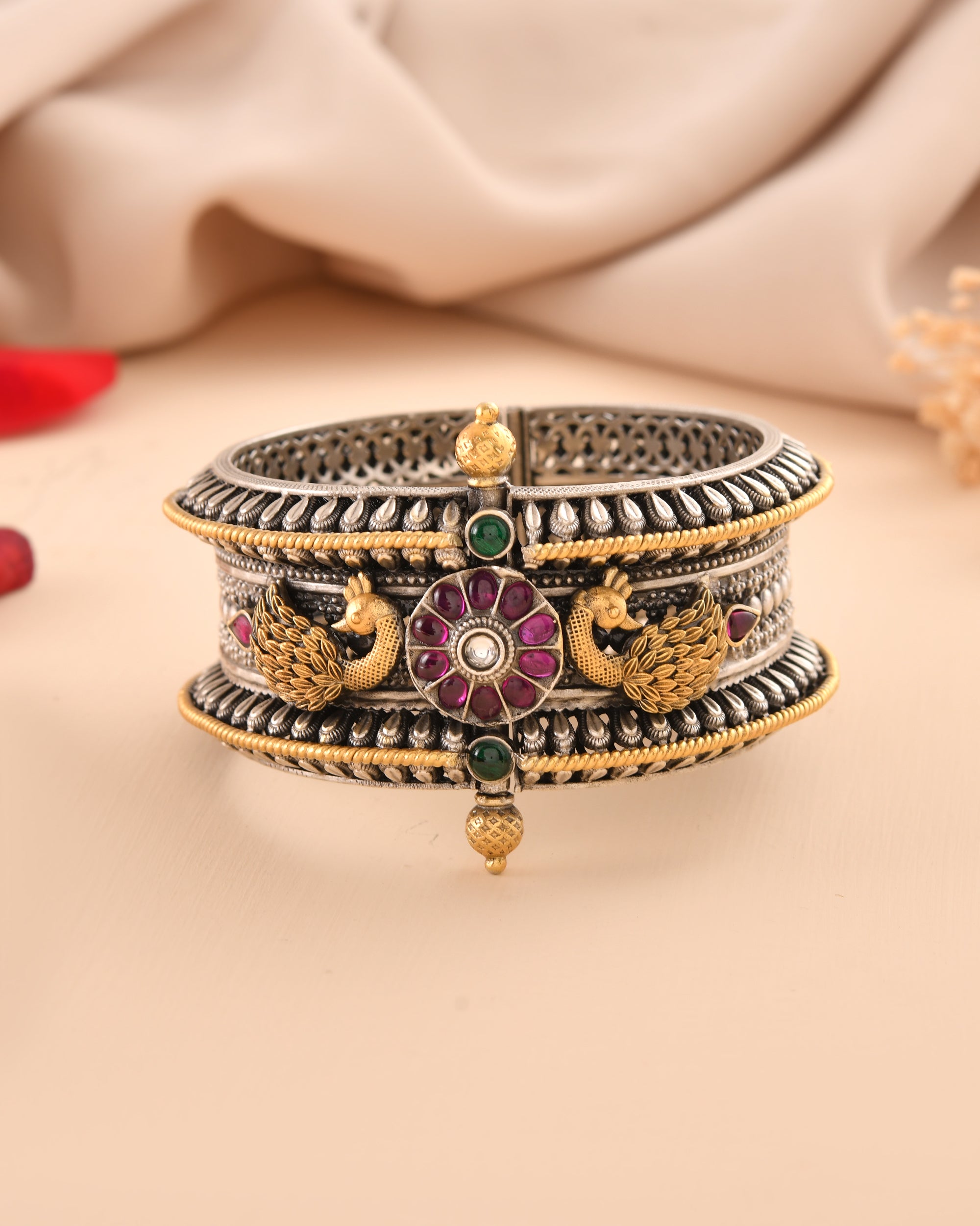 Mayurika Golden touch 925 Silver Bangle