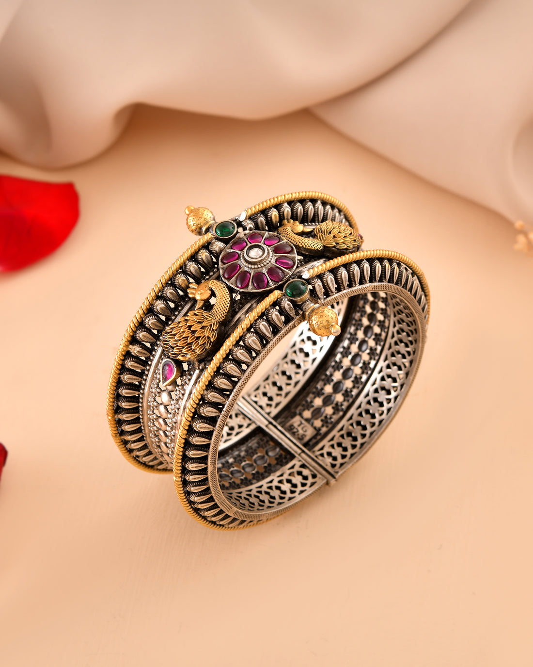 Mayurika Golden touch 925 Silver Bangle