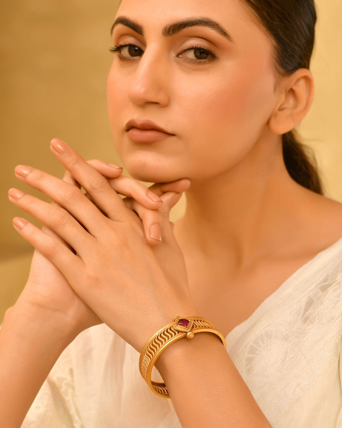 Ruhani Micron Gold Plated 925 Silver Bangle