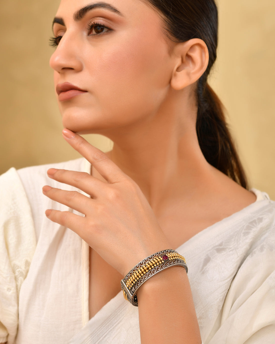 Aarvika Golden touch 925 Silver Bangle