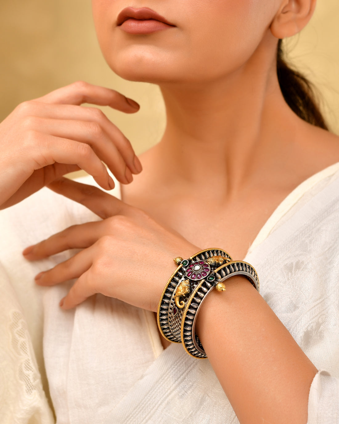 Aradhaya Golden touch 925 Silver Bangle