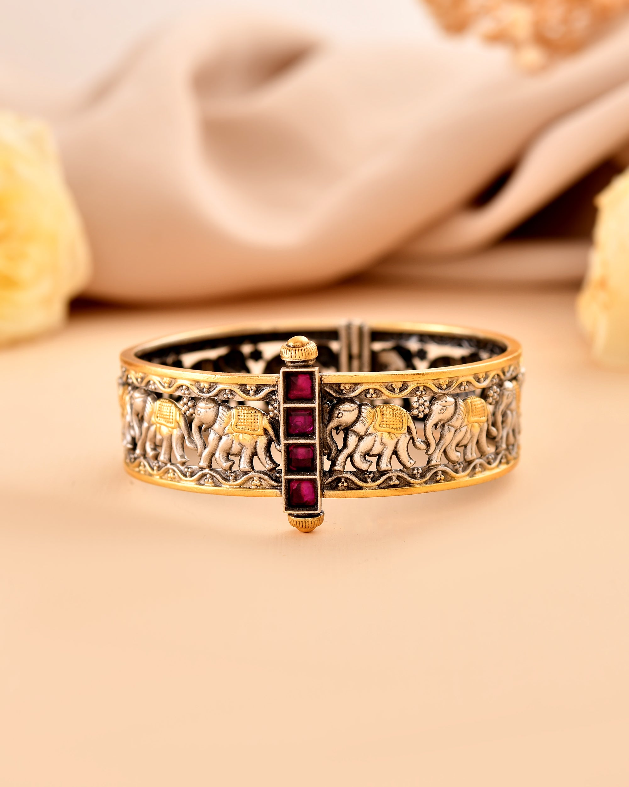 Gajkesari Golden touch 925 Silver Bangle
