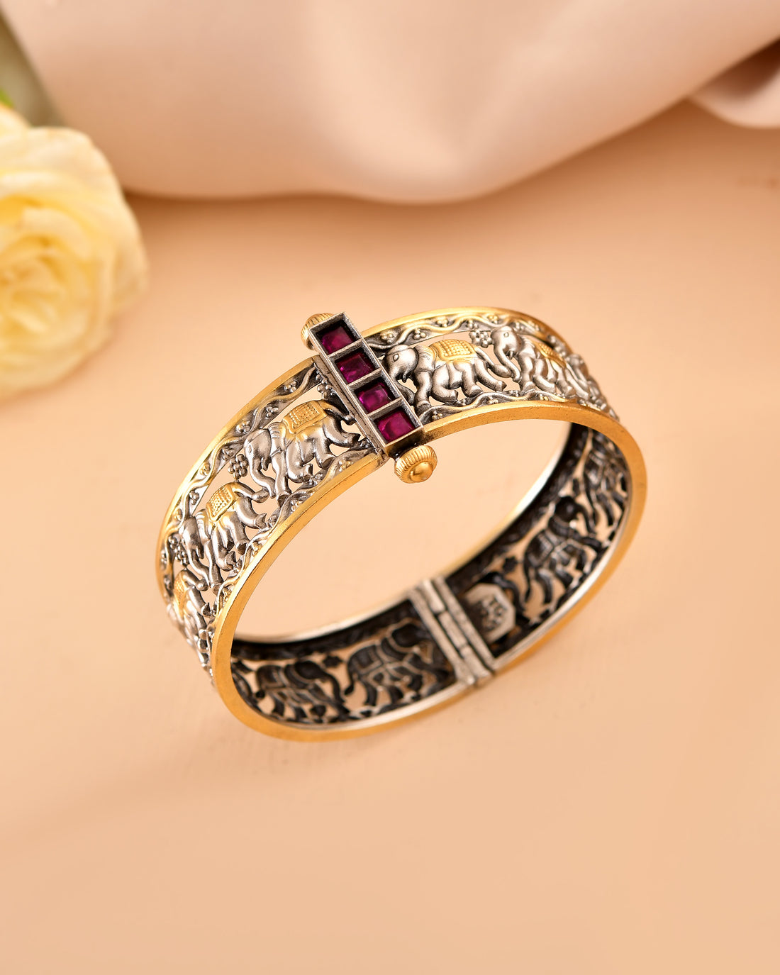 Gajkesari Golden touch 925 Silver Bangle