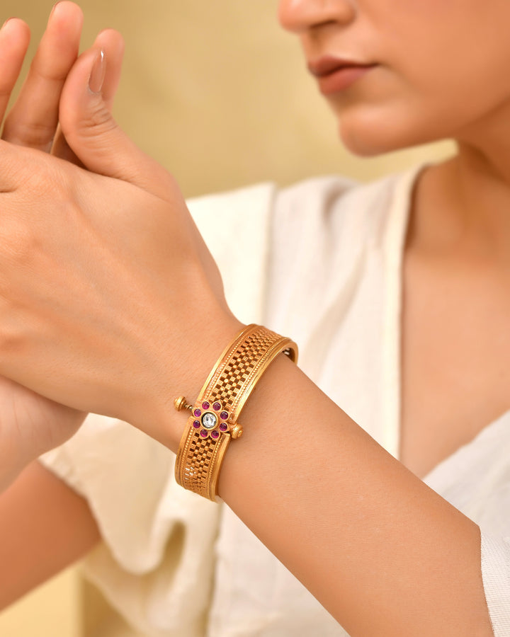 Aarvika Micron Gold Plated 925 Silver Bangle