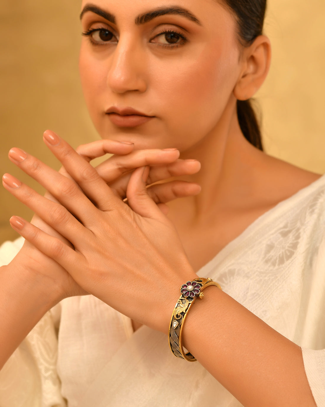 Amaya Dual Tone 925 Silver Bangle