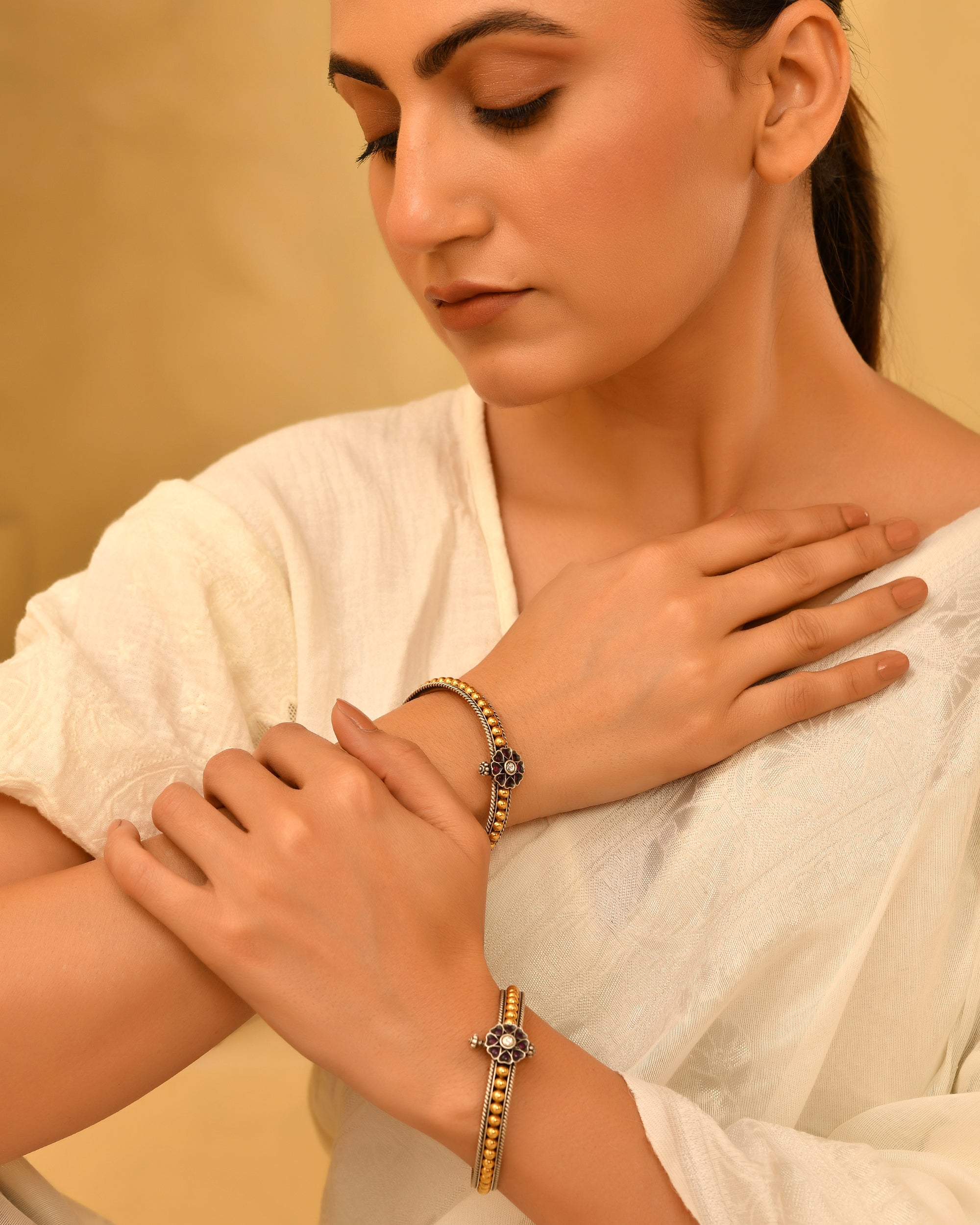 Padmini Golden touch 925 Silver Bangle