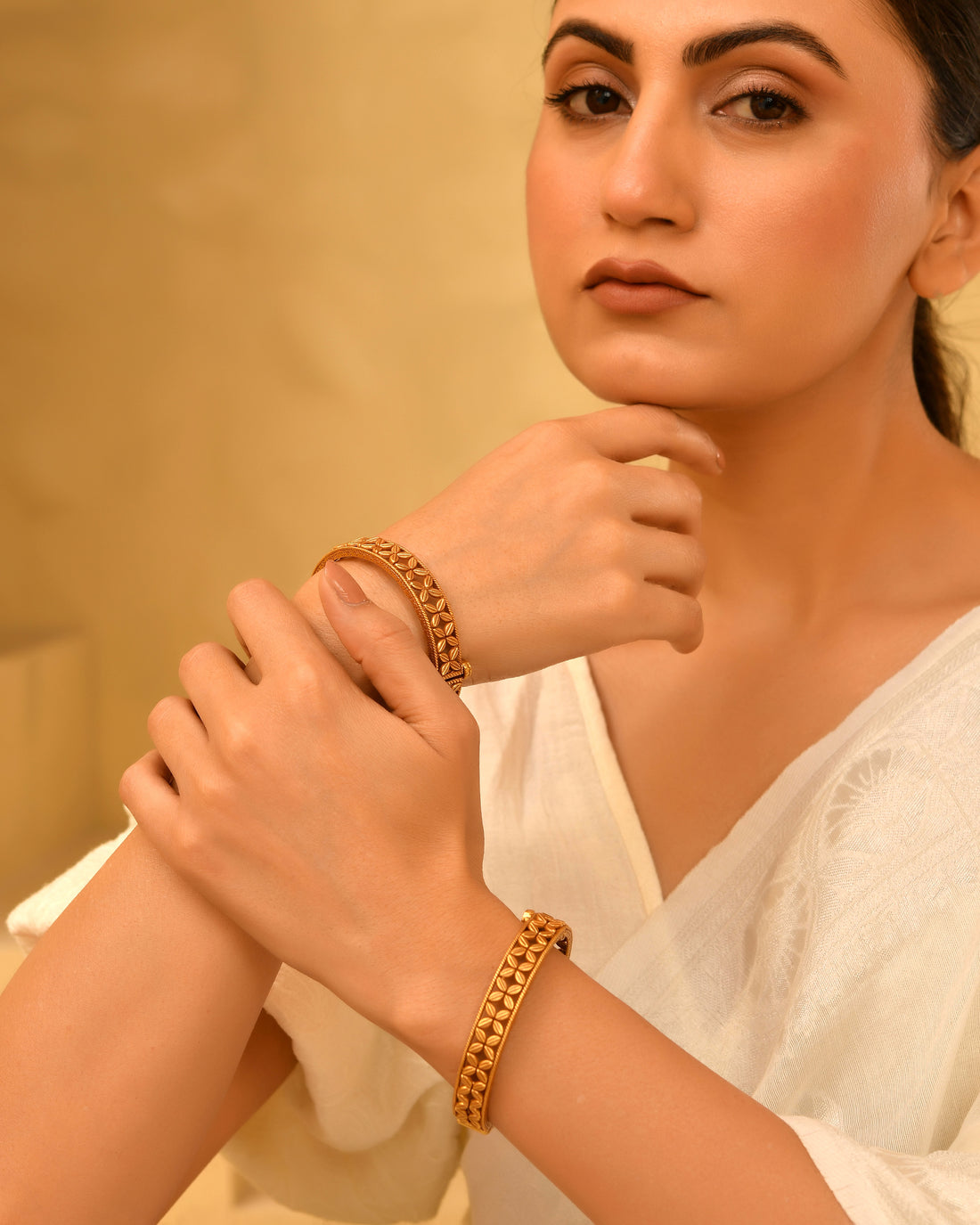 Heritage floral Micron Gold Plated 925 Silver Bangle