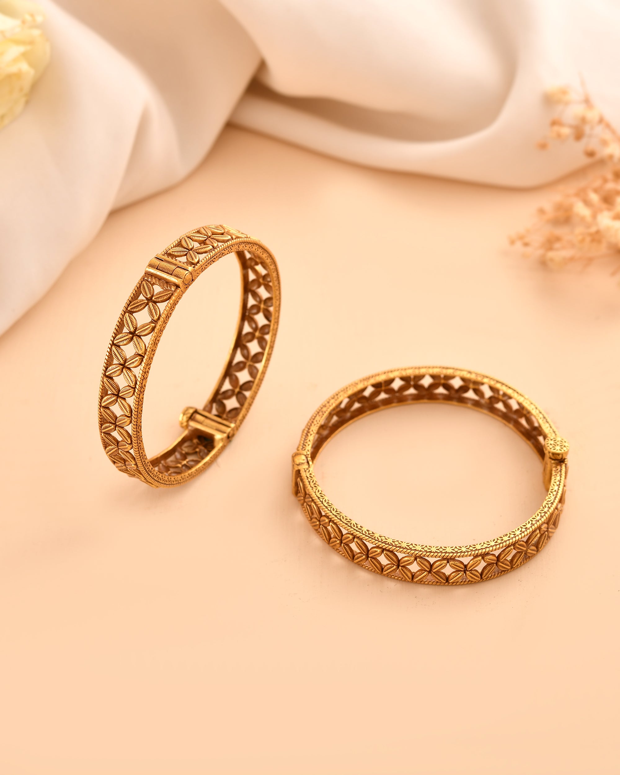 Heritage floral Micron Gold Plated 925 Silver Bangle