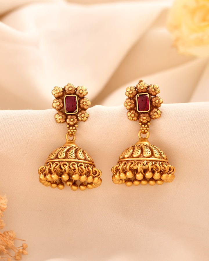 Indira Micron Gold Plated 925 Silver Jhumka
