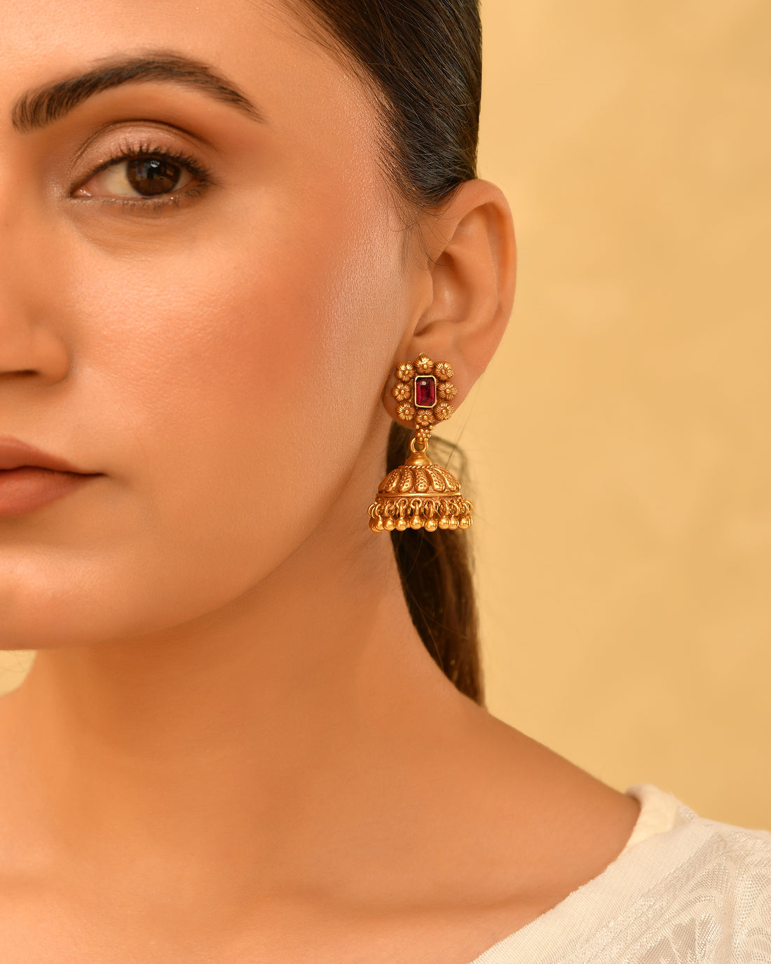 Indira Micron Gold Plated 925 Silver Jhumka