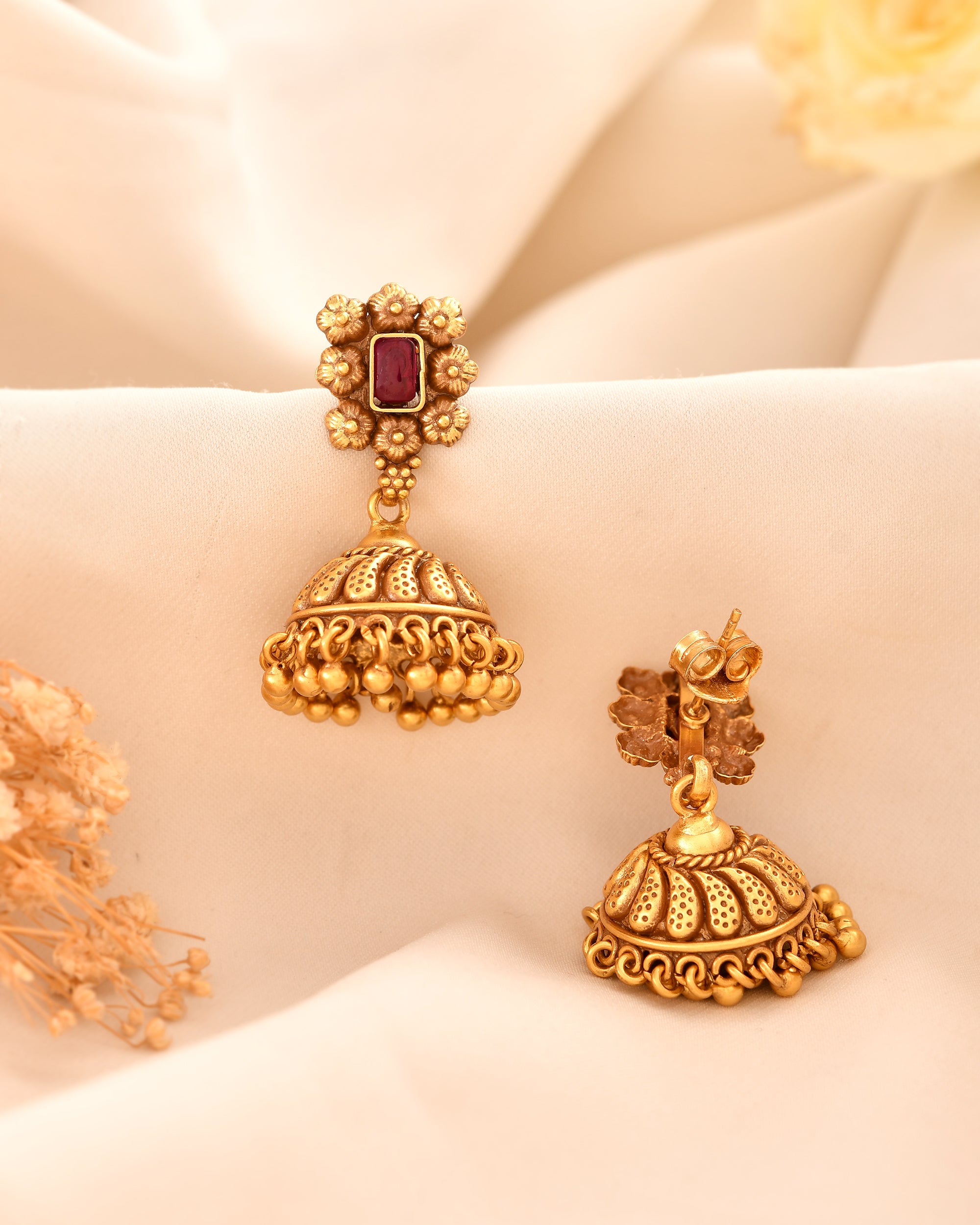Indira Micron Gold Plated 925 Silver Jhumka