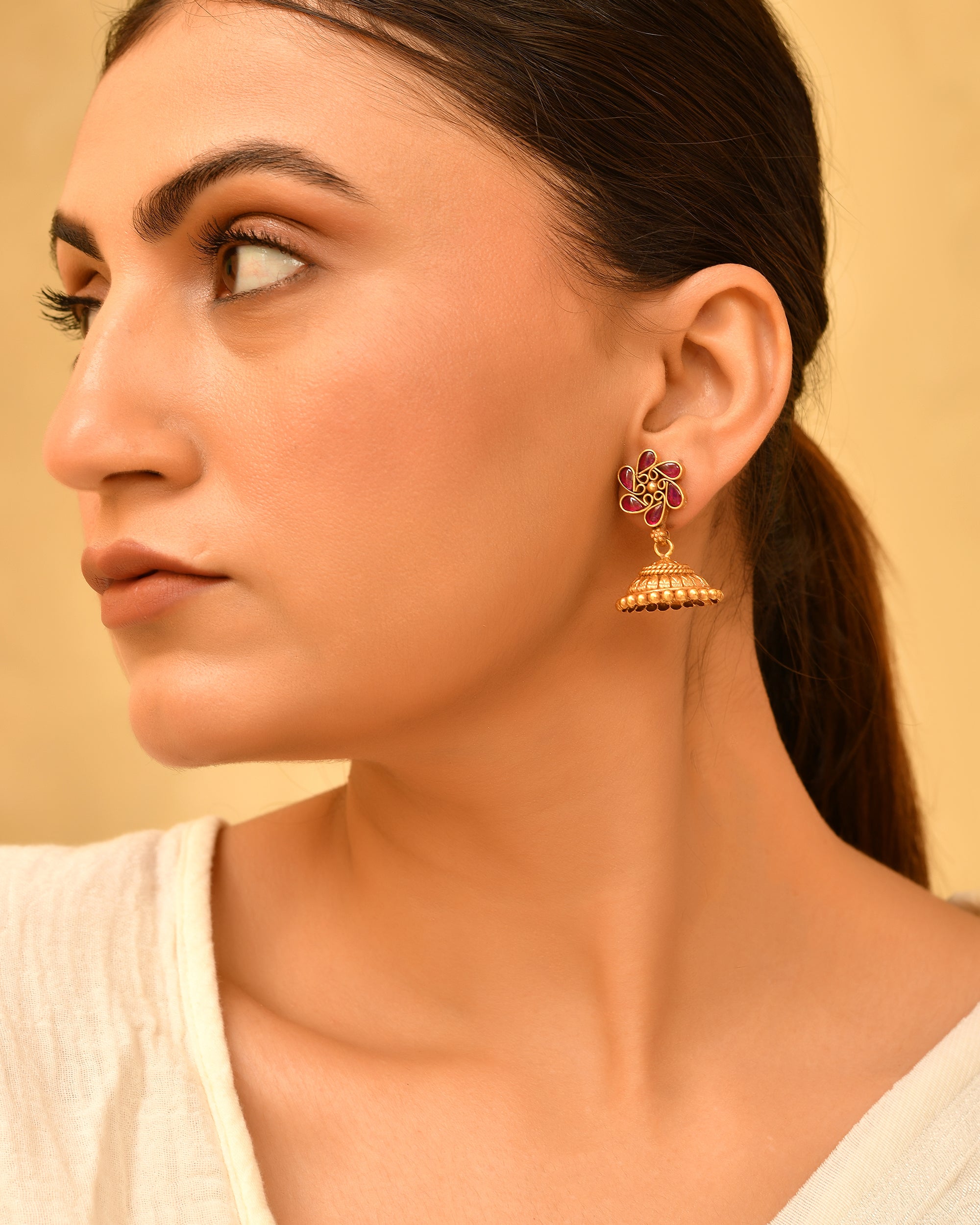Riwayat Micron Gold Plated 925 Silver Jhumka