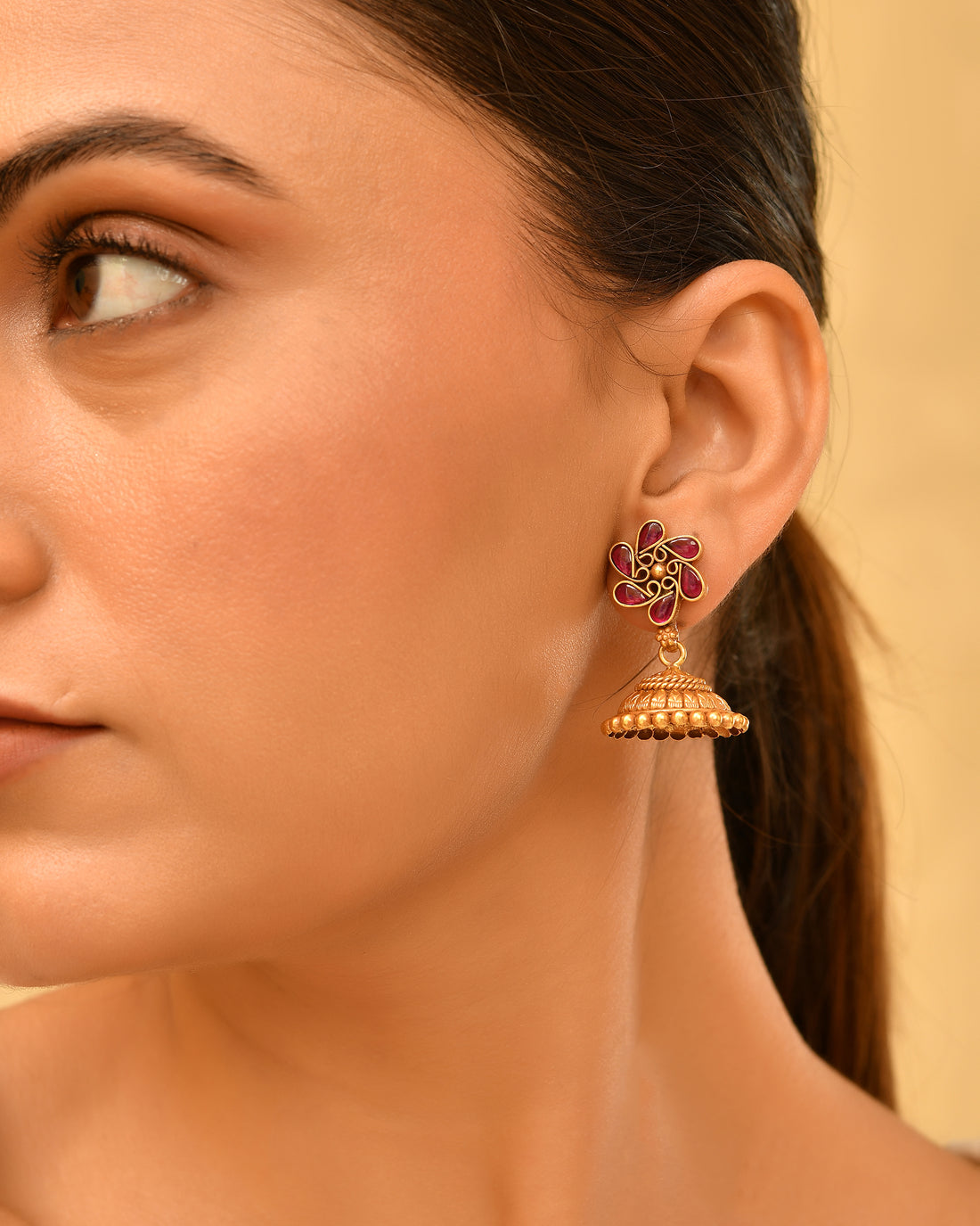 Riwayat Micron Gold Plated 925 Silver Jhumka