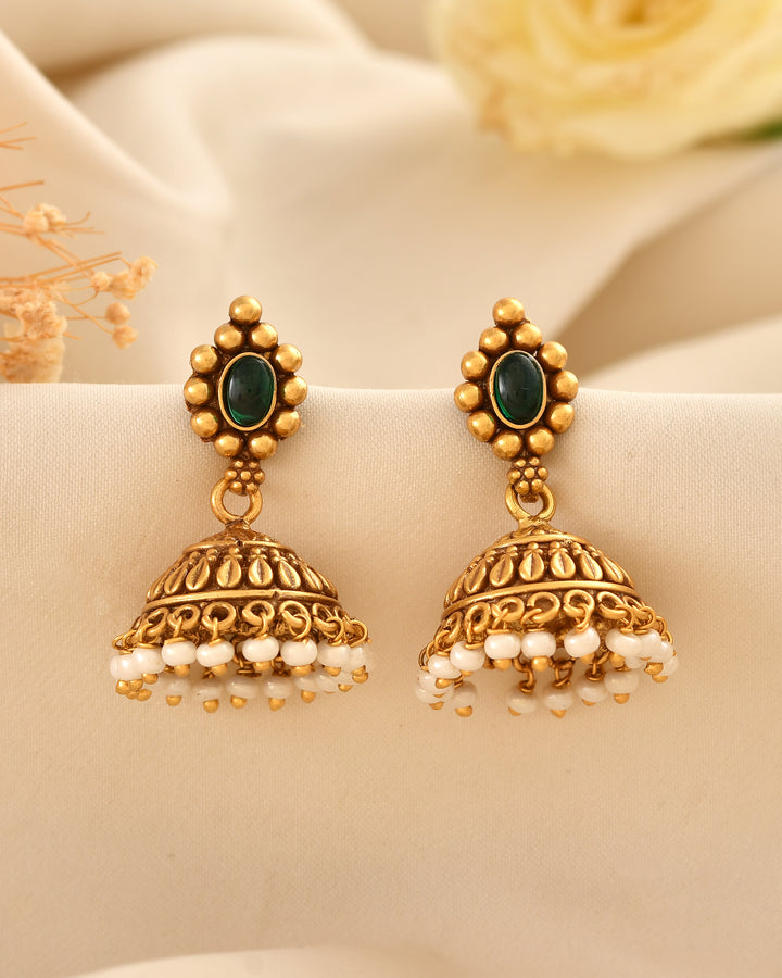 Ruhani Micron Gold Plated 925 Silver Jhumka