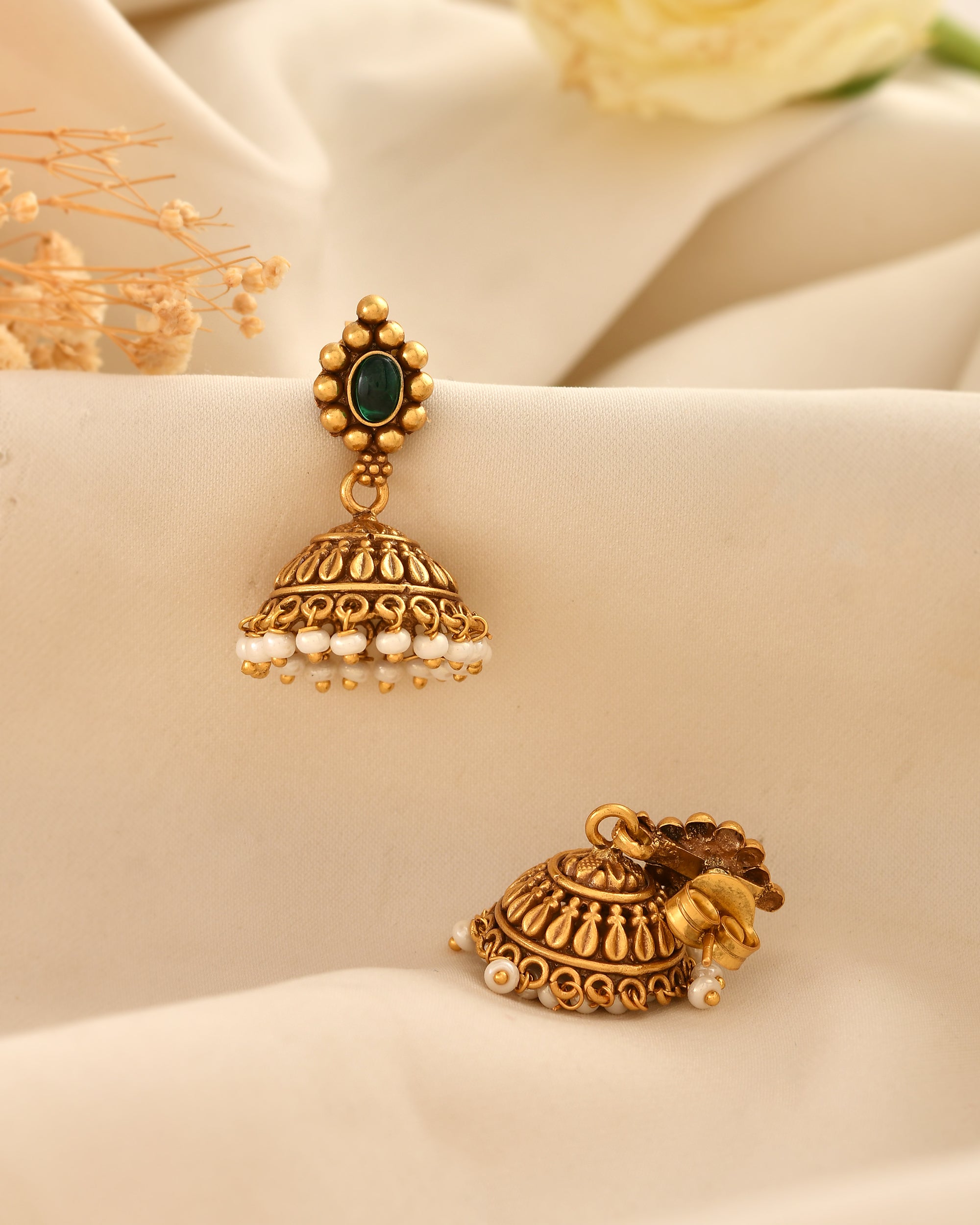 Ruhani Micron Gold Plated 925 Silver Jhumka