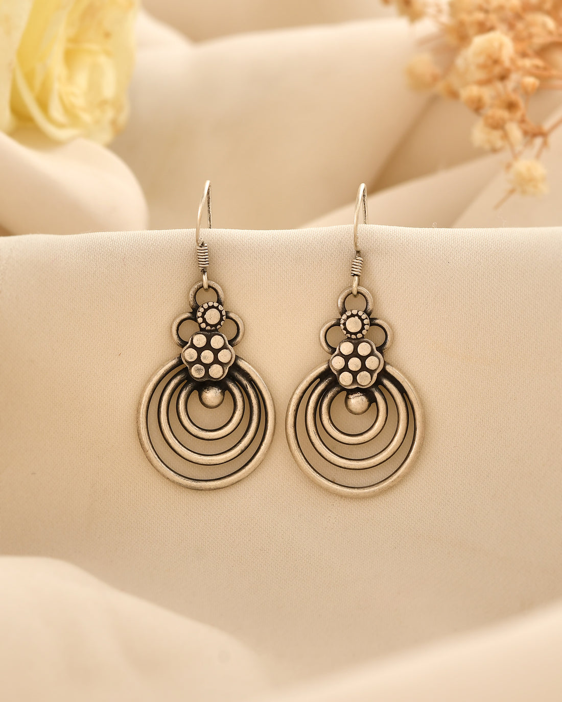 Chandrika Oxidised 925 Silver Drop Earrings
