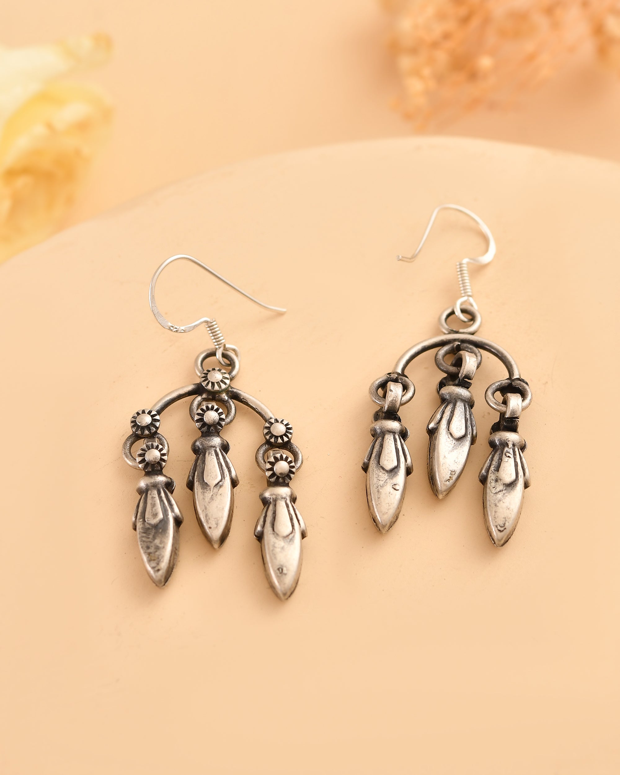 Indumati Oxidised 925 Silver Drop Earrings