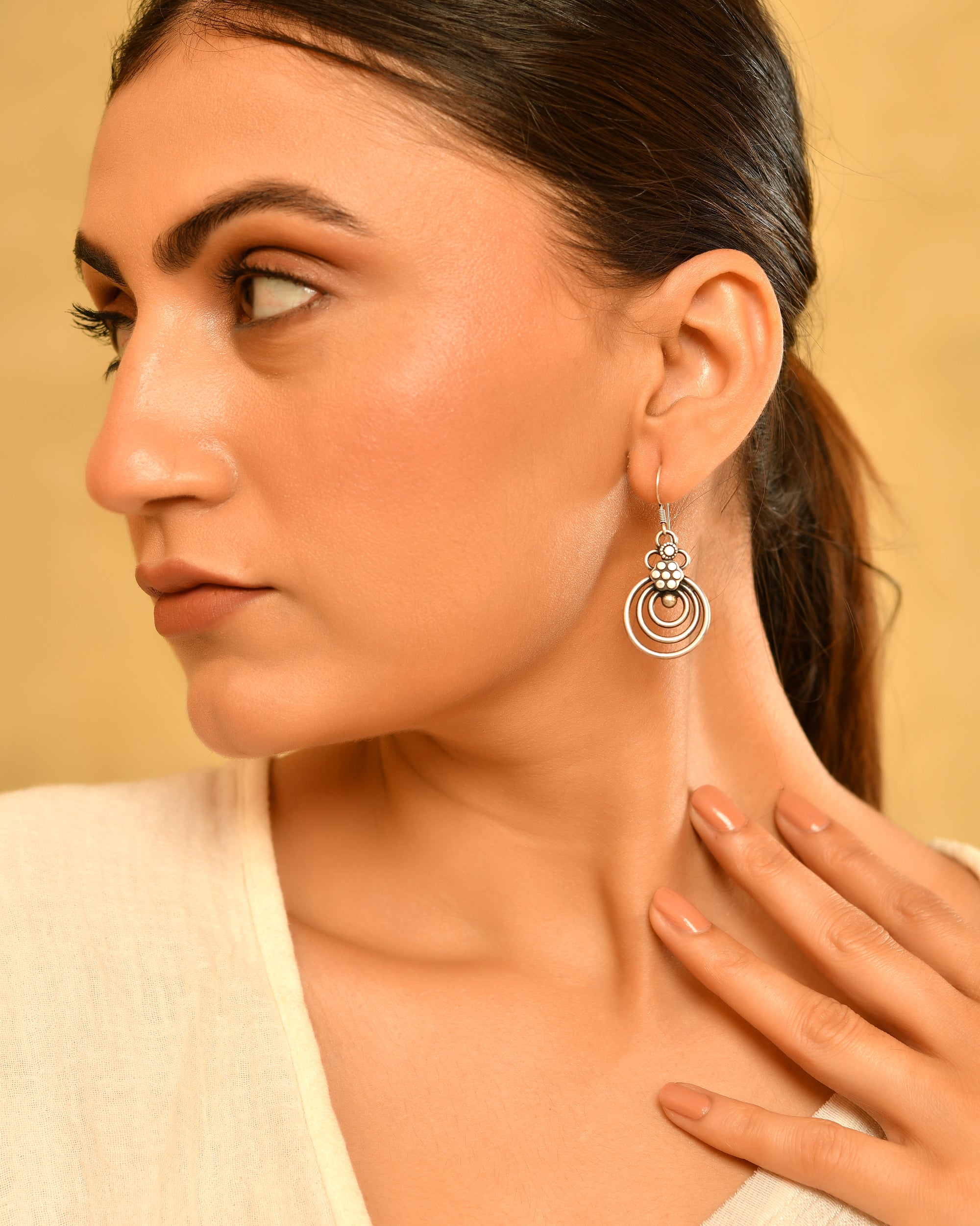 Chandrika Oxidised 925 Silver Drop Earrings