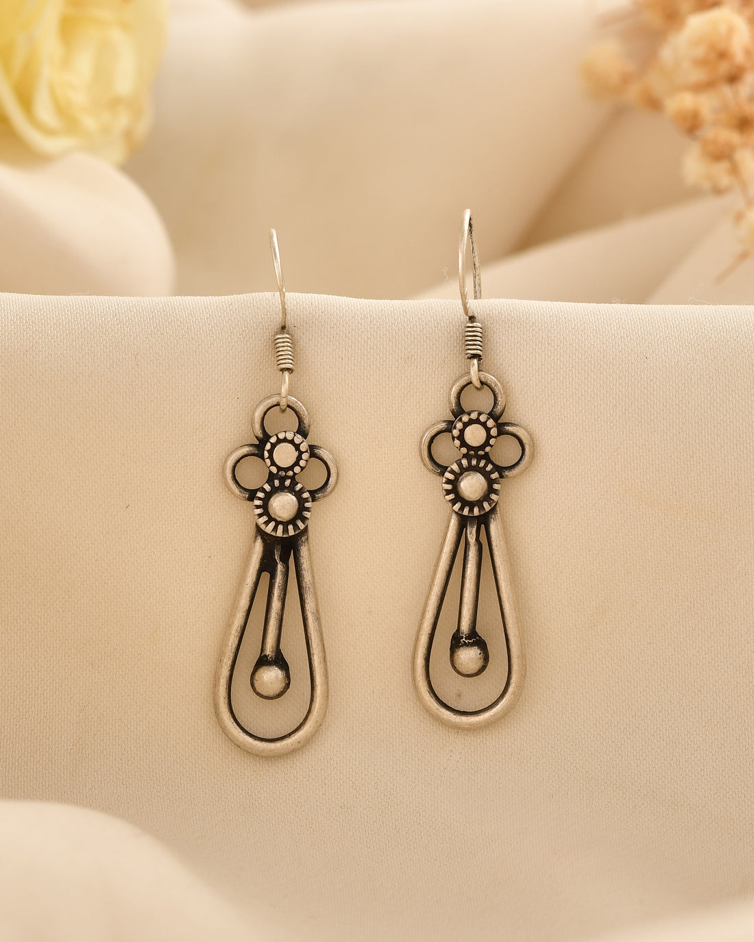 Vihana Oxidised 925 Silver Drop Earrings
