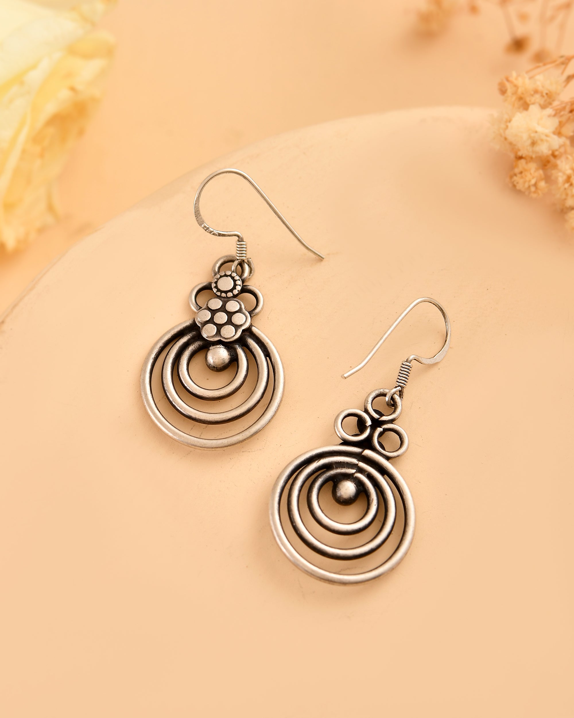 Chandrika Oxidised 925 Silver Drop Earrings