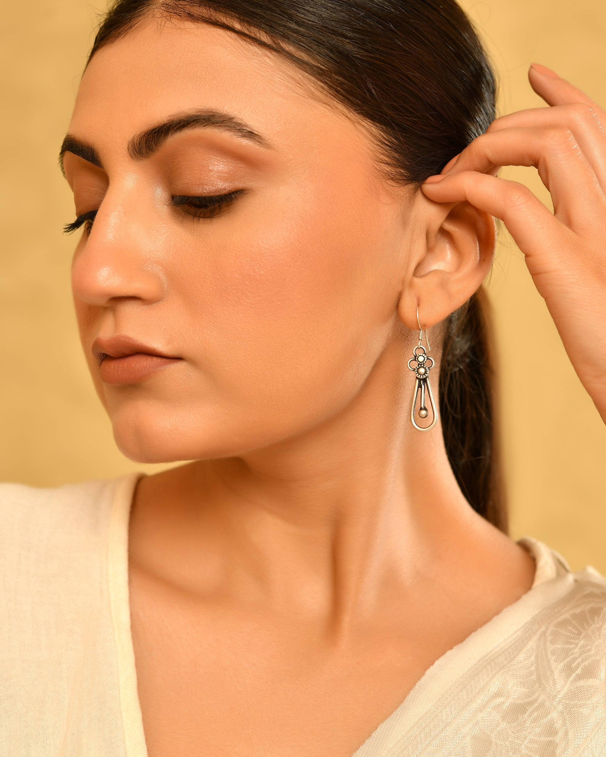 Vihana Oxidised 925 Silver Drop Earrings