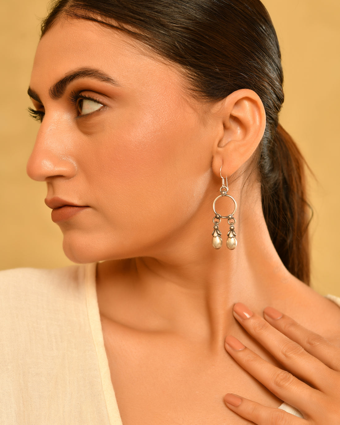 Charvi Oxidised 925 Silver Drop Earrings