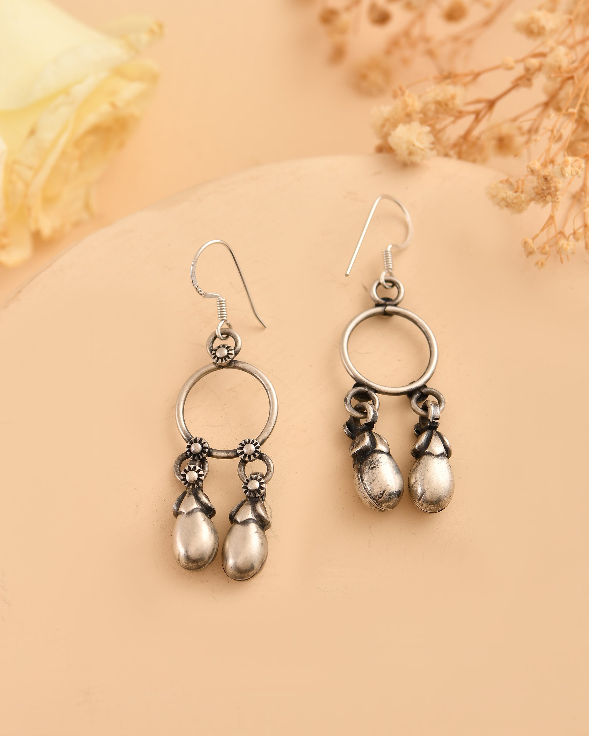 Charvi Oxidised 925 Silver Drop Earrings