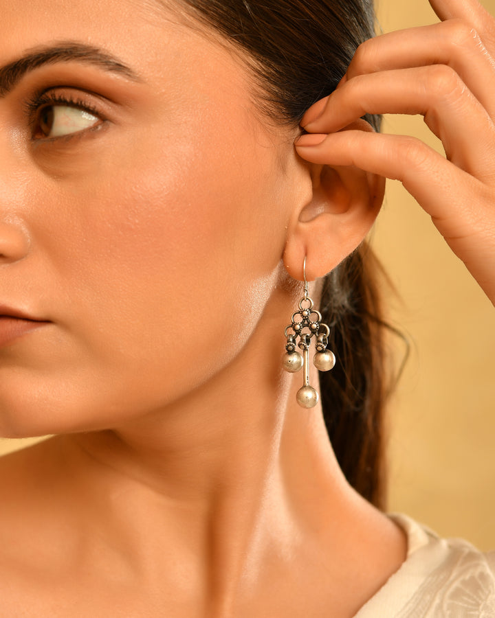 Tattva Oxidised 925 Silver Drop Earrings