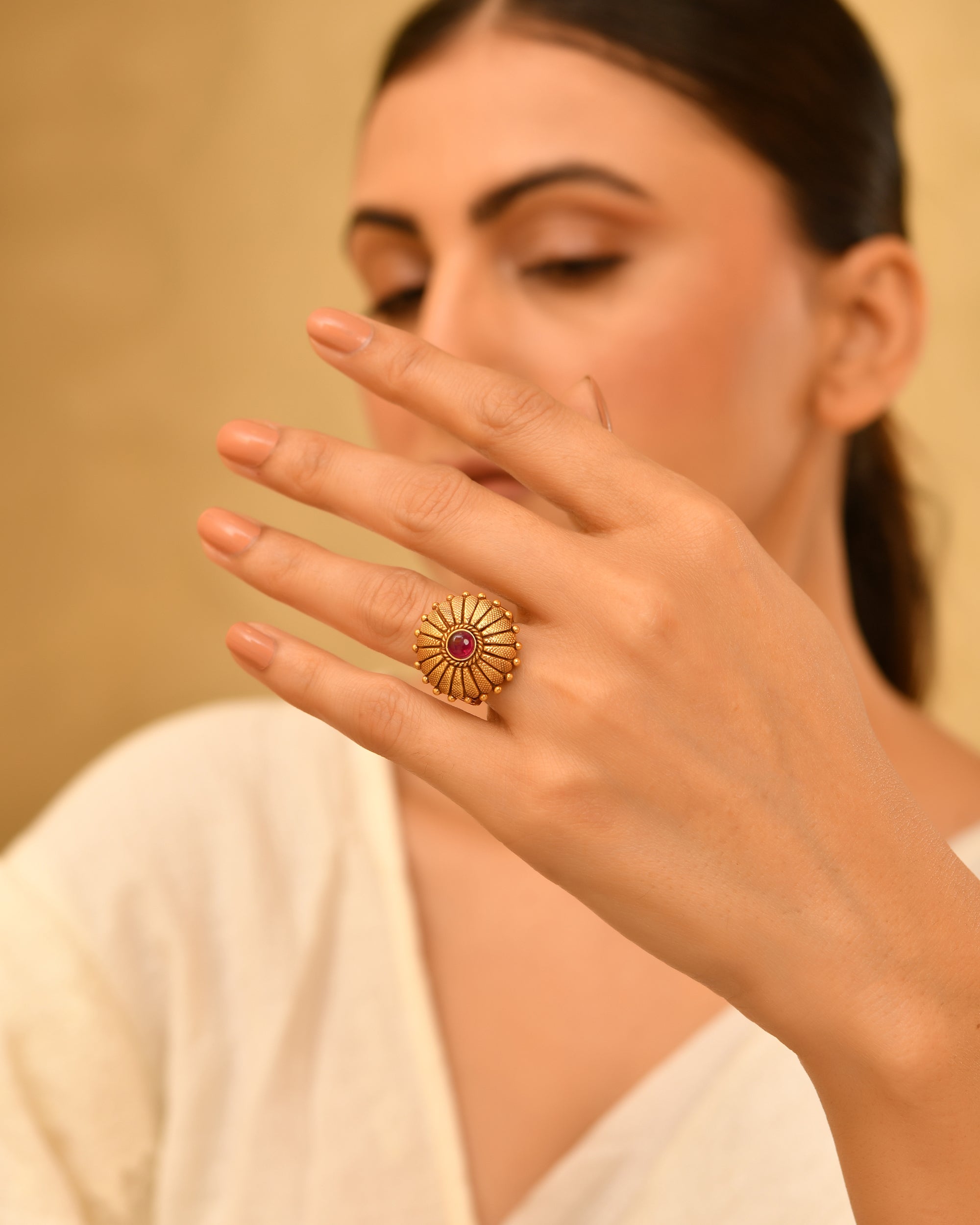 Riwaayat Micron Gold Plated 925 Silver Ring