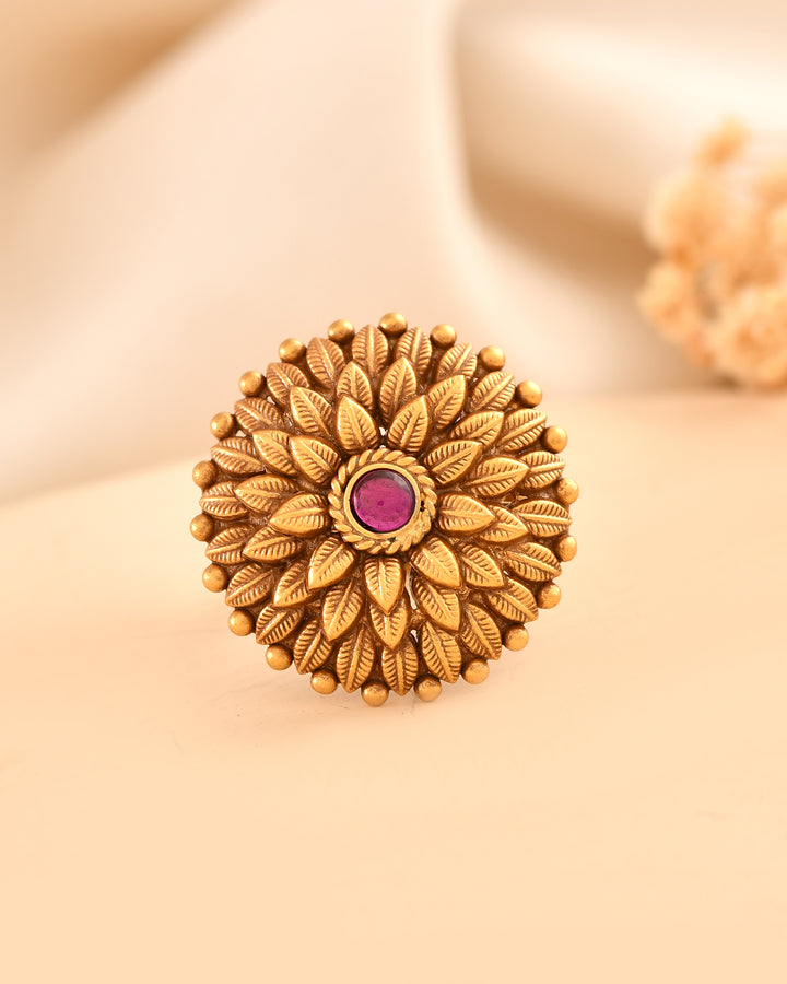 Ruhani Micron Gold Plated 925 Silver Ring