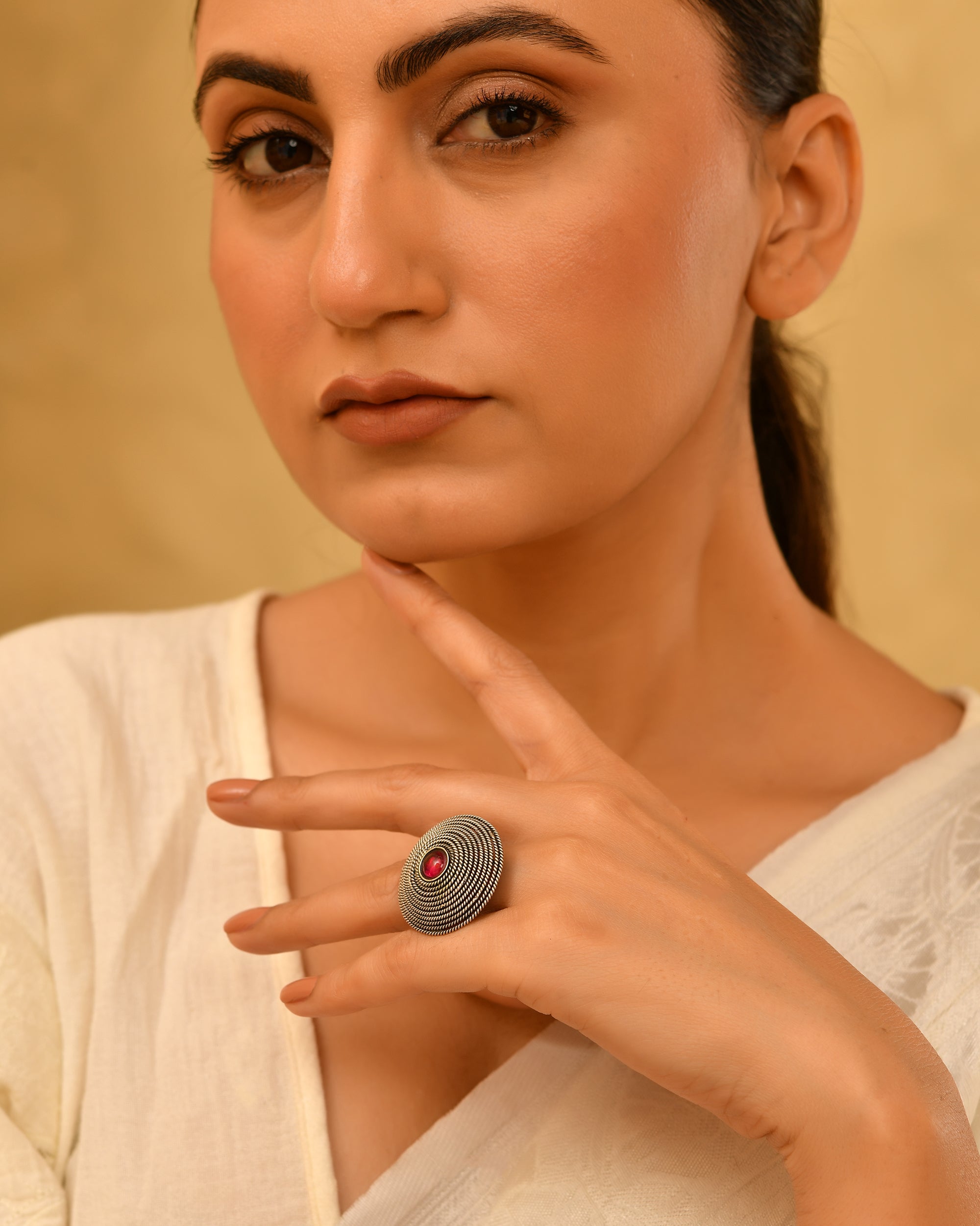 Giridhari Oxidised 925 Silver Statement Ring