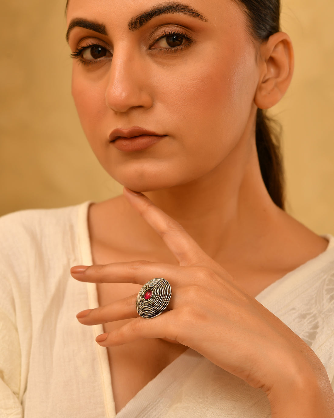 Giridhari Oxidised 925 Silver Statement Ring