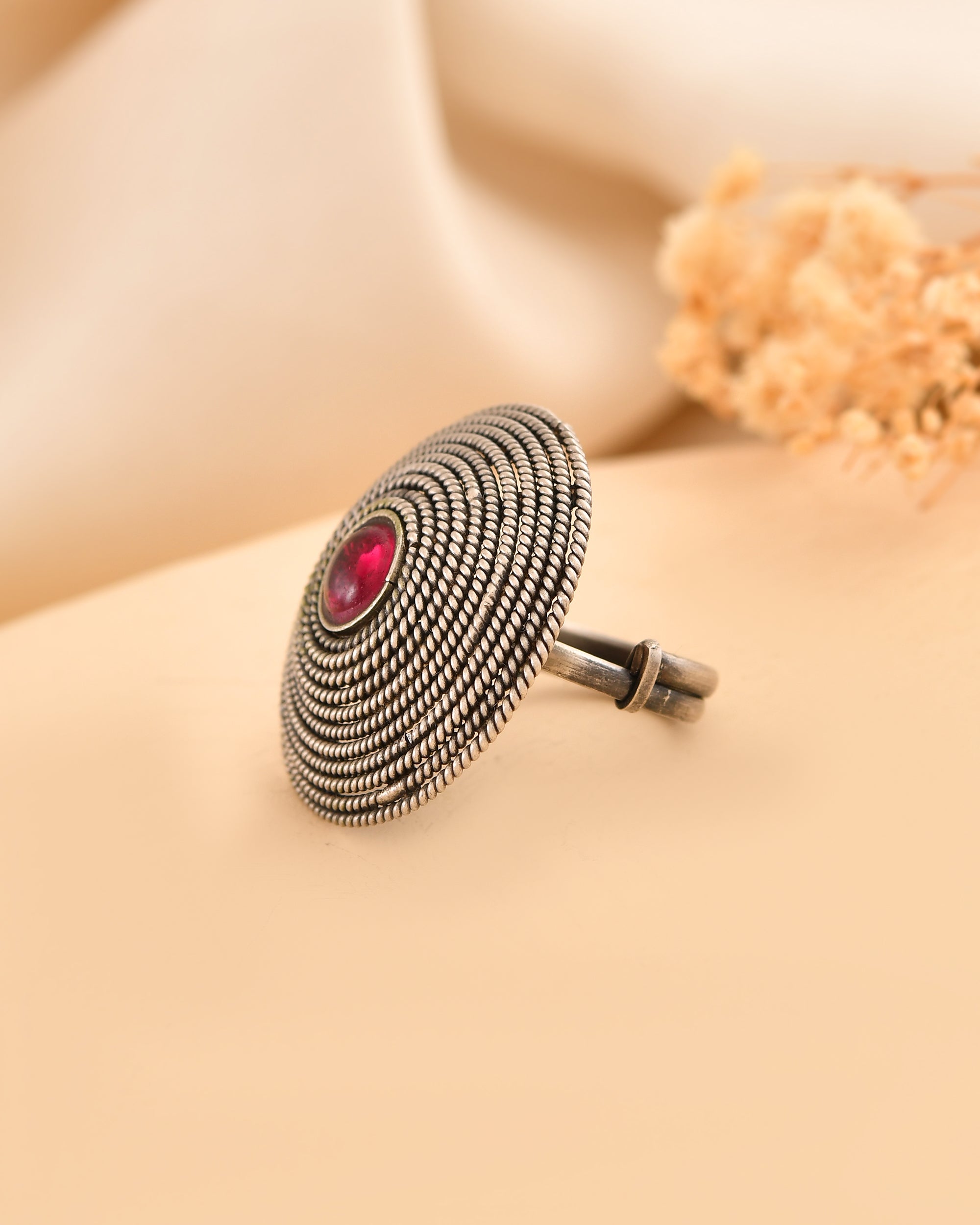 Giridhari Oxidised 925 Silver Statement Ring