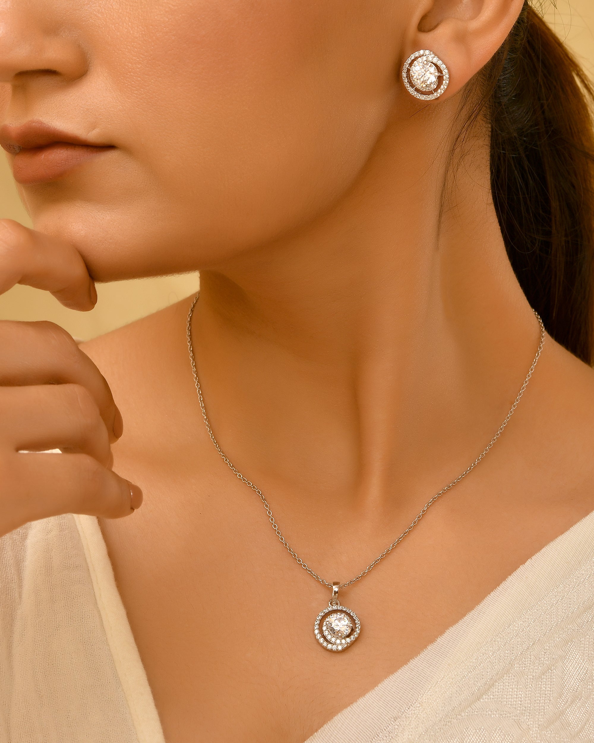 Aura Sterling Silver Pendant Set