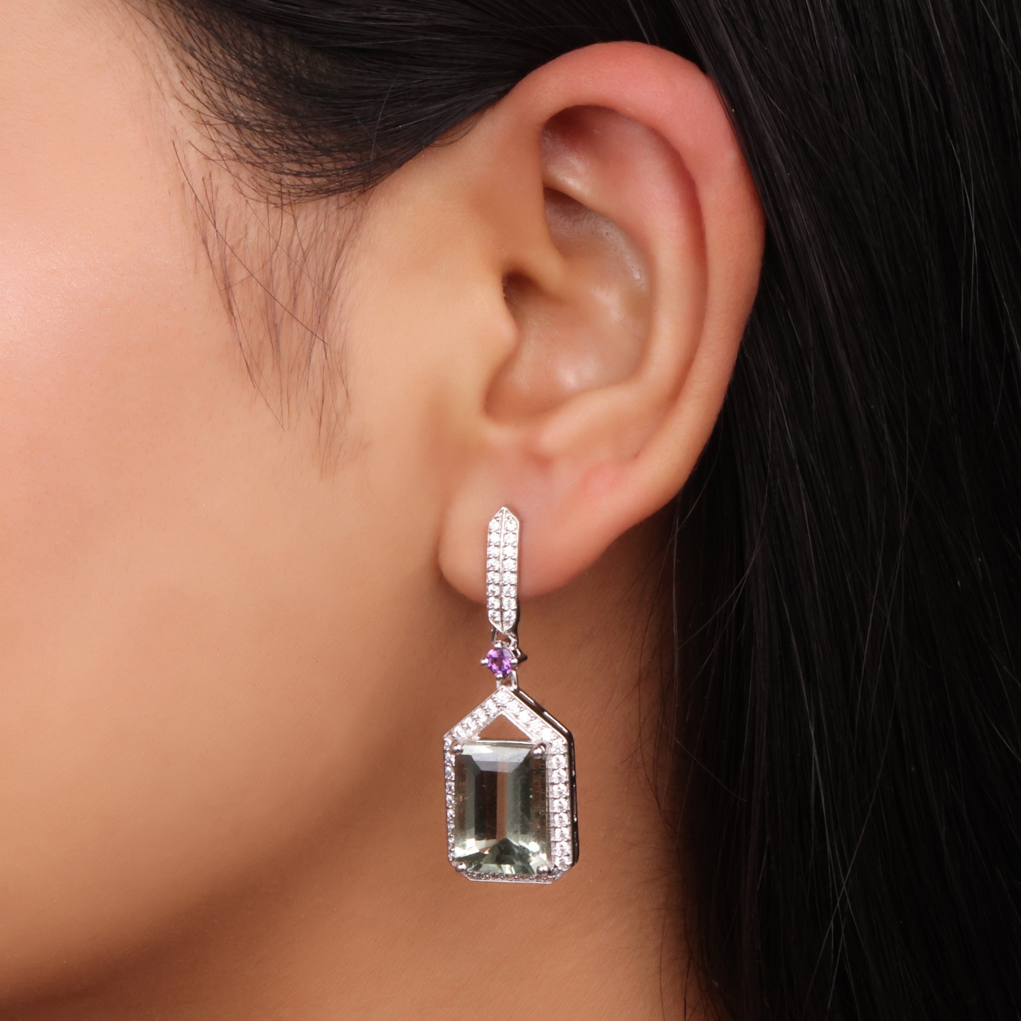 Amethyst Drop Sterling Silver Earrings