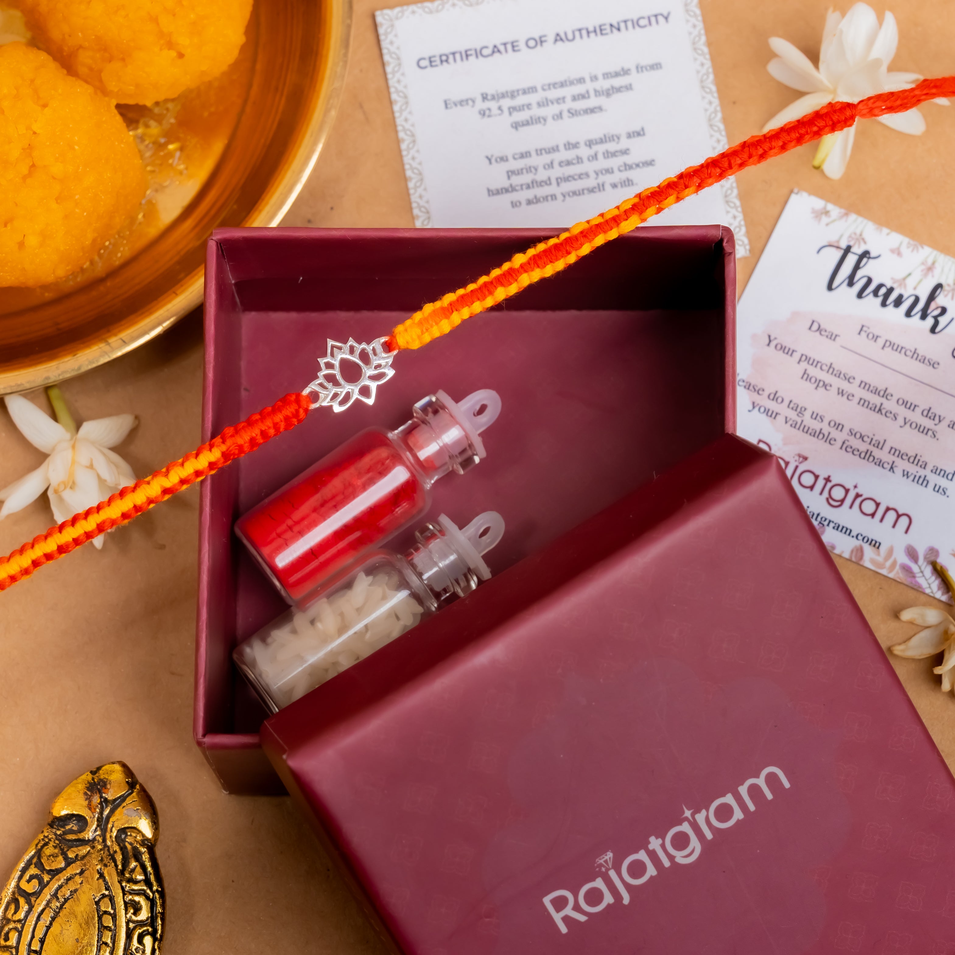 Lotus 925 Silver Rakhi
