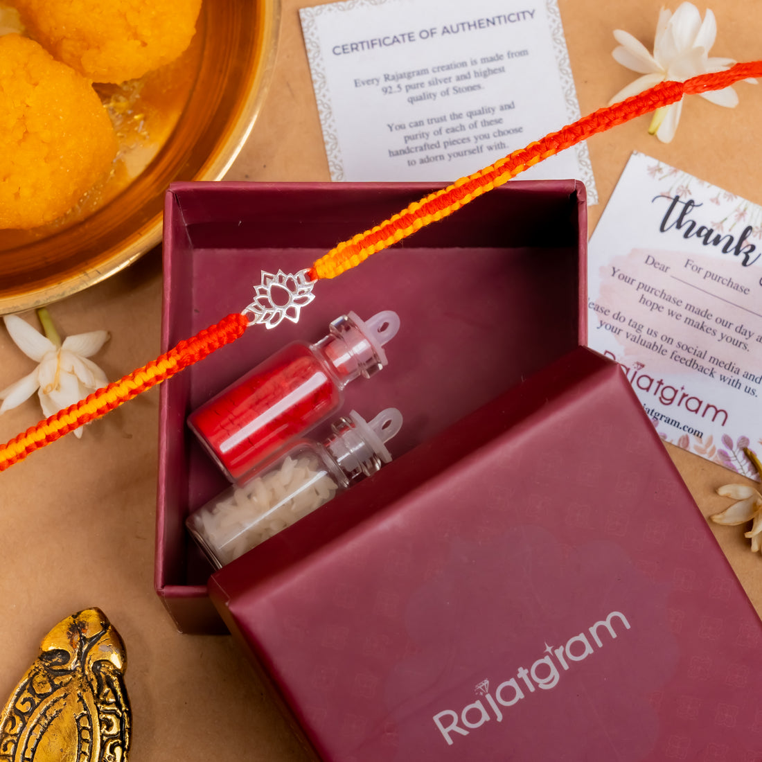 Lotus 925 Silver Rakhi