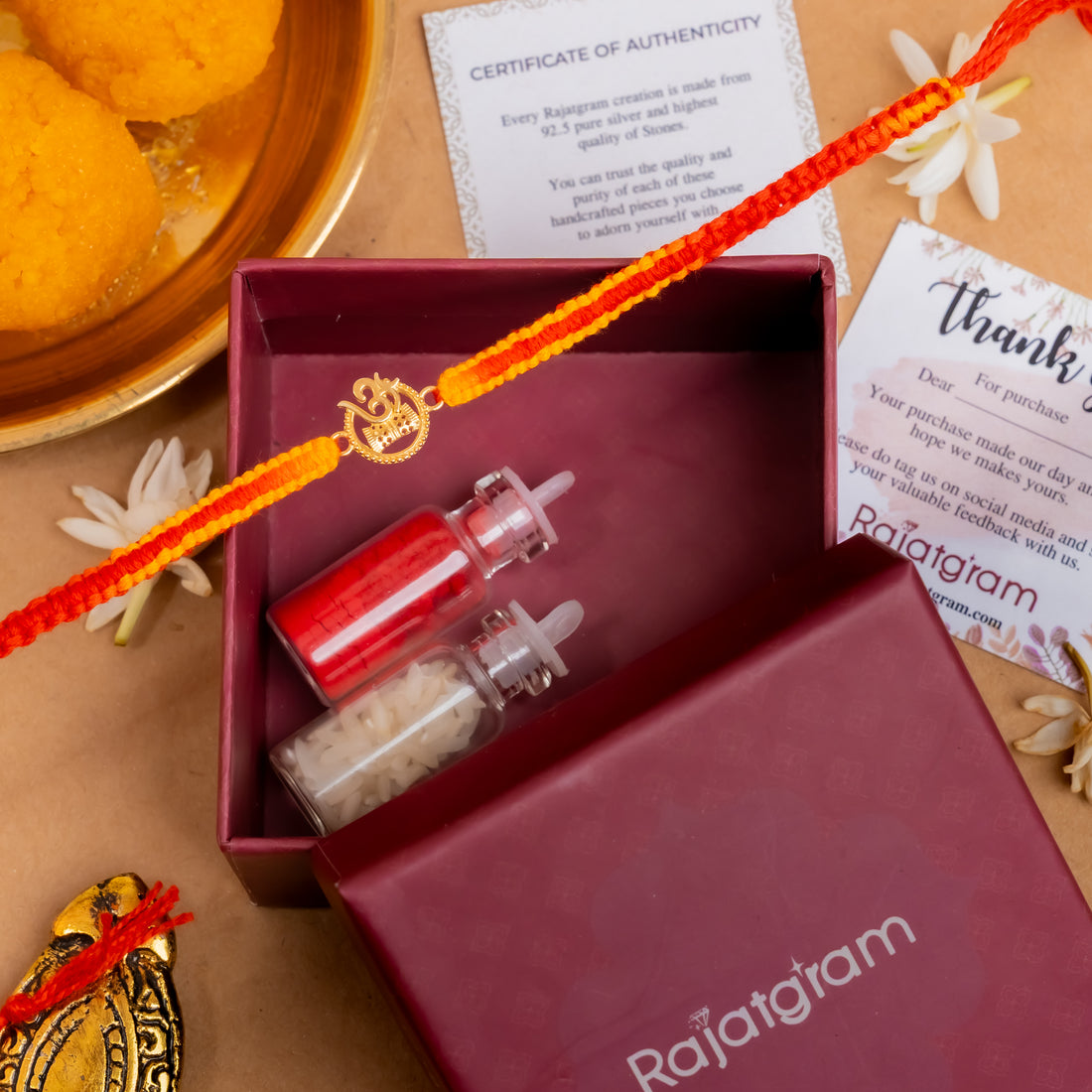 Gold Plated Divine OM 925 Silver Rakhi