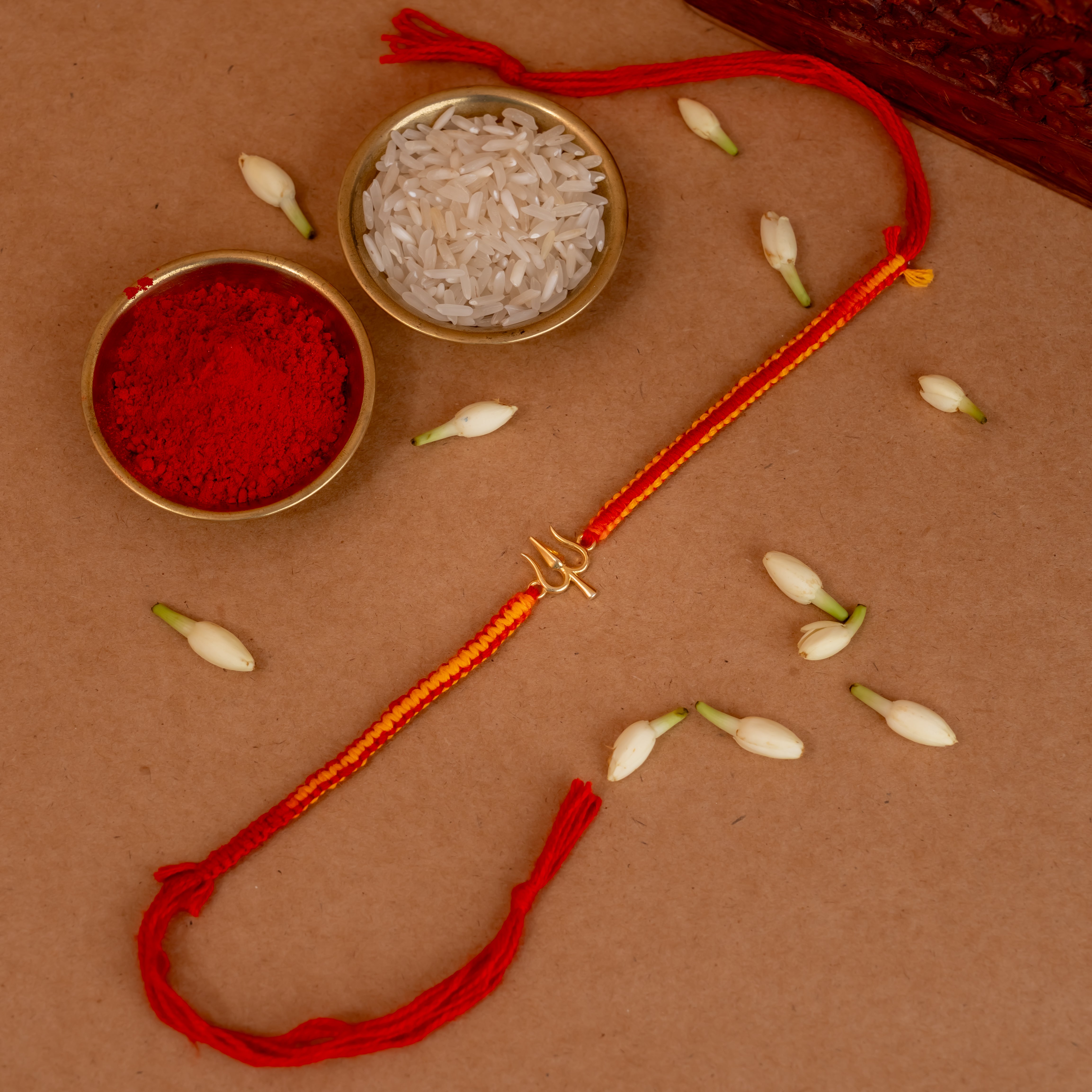 Gold Plated Trishul 925 Silver Rakhi