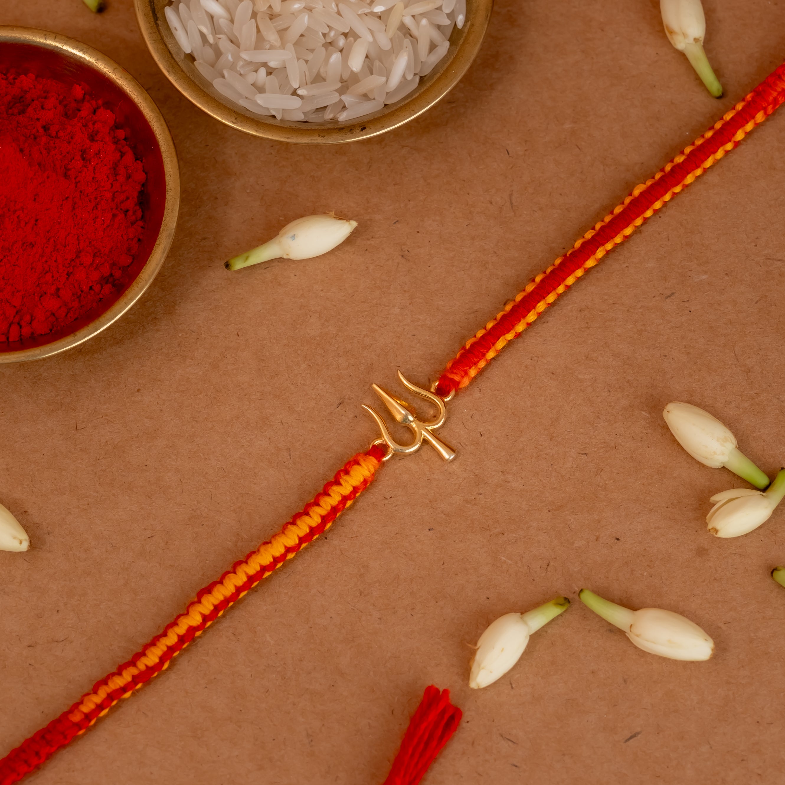 Gold Plated Trishul 925 Silver Rakhi