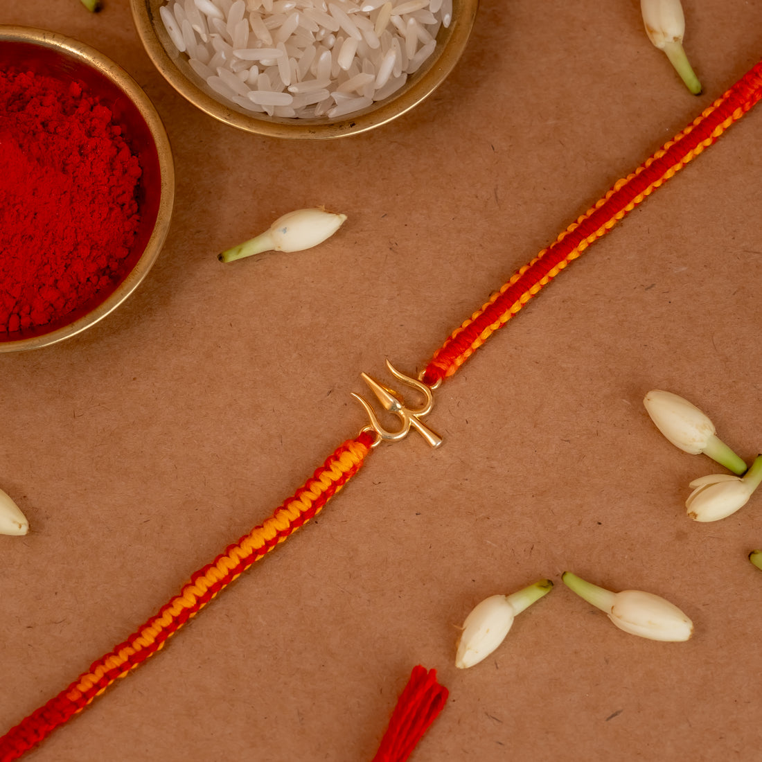 Gold Plated Trishul 925 Silver Rakhi