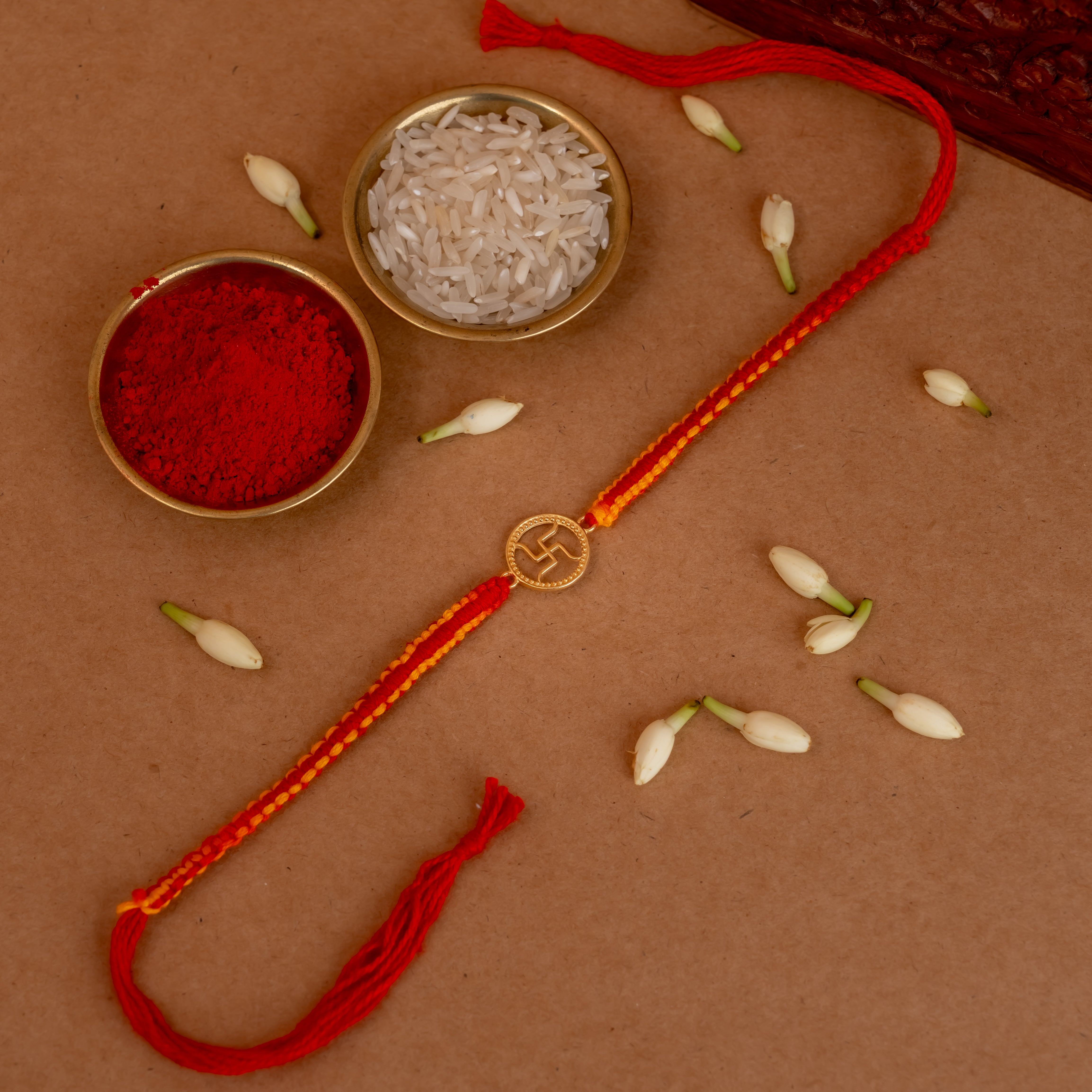 Gold Plated Shubh Swastik 925 Silver Rakhi